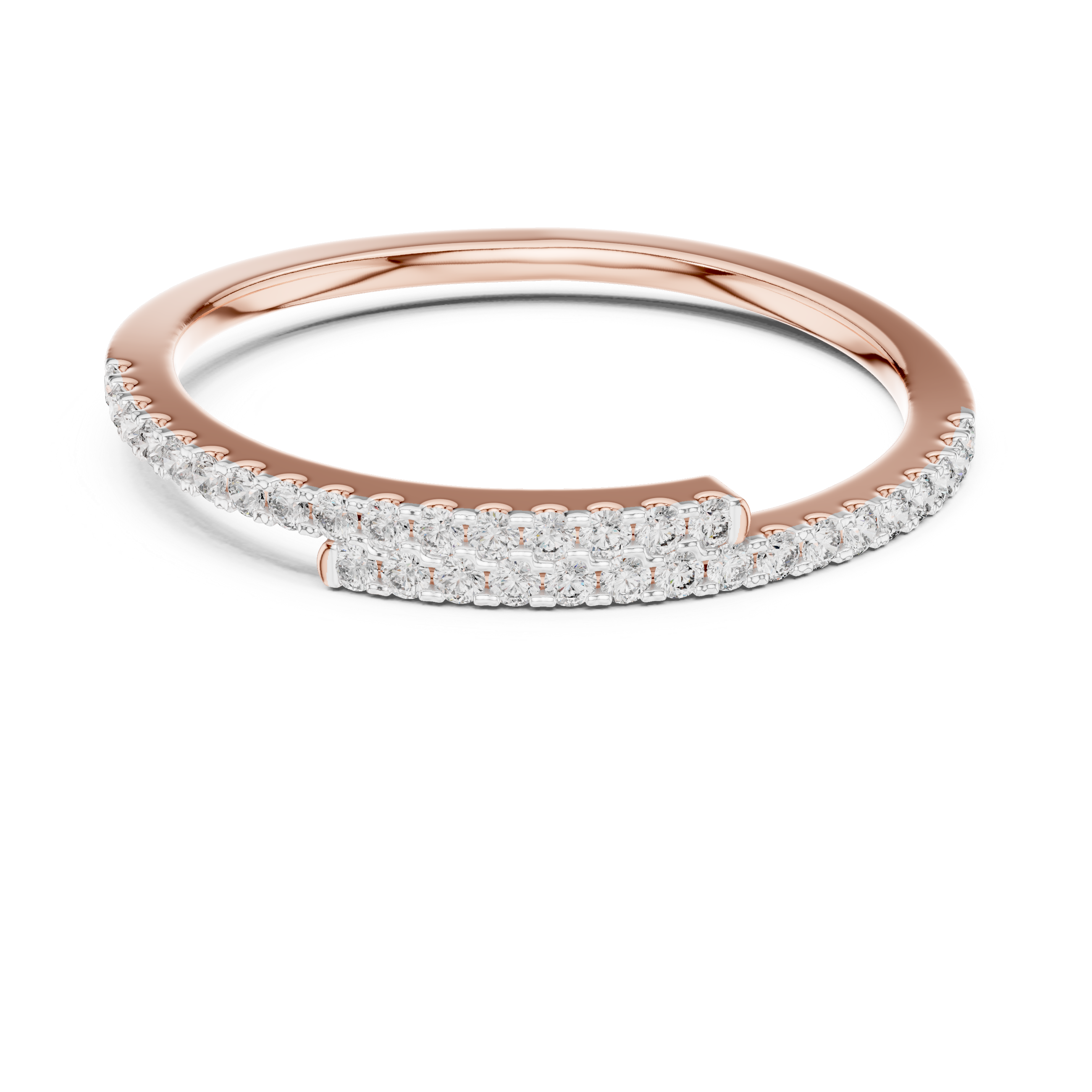 Dual-Row Floating Diamond Bypass Band Ring