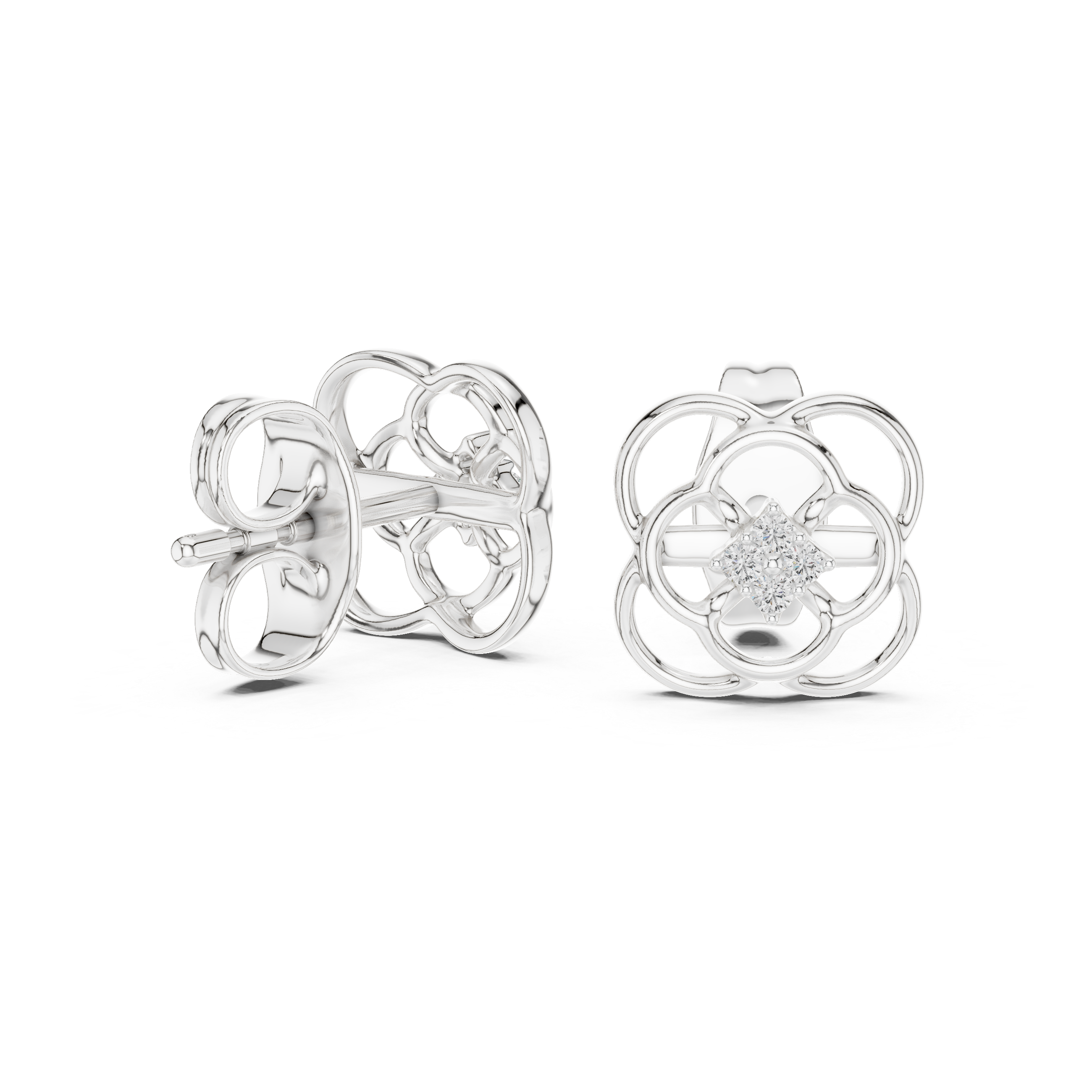 Floral Clover Stud Earrings