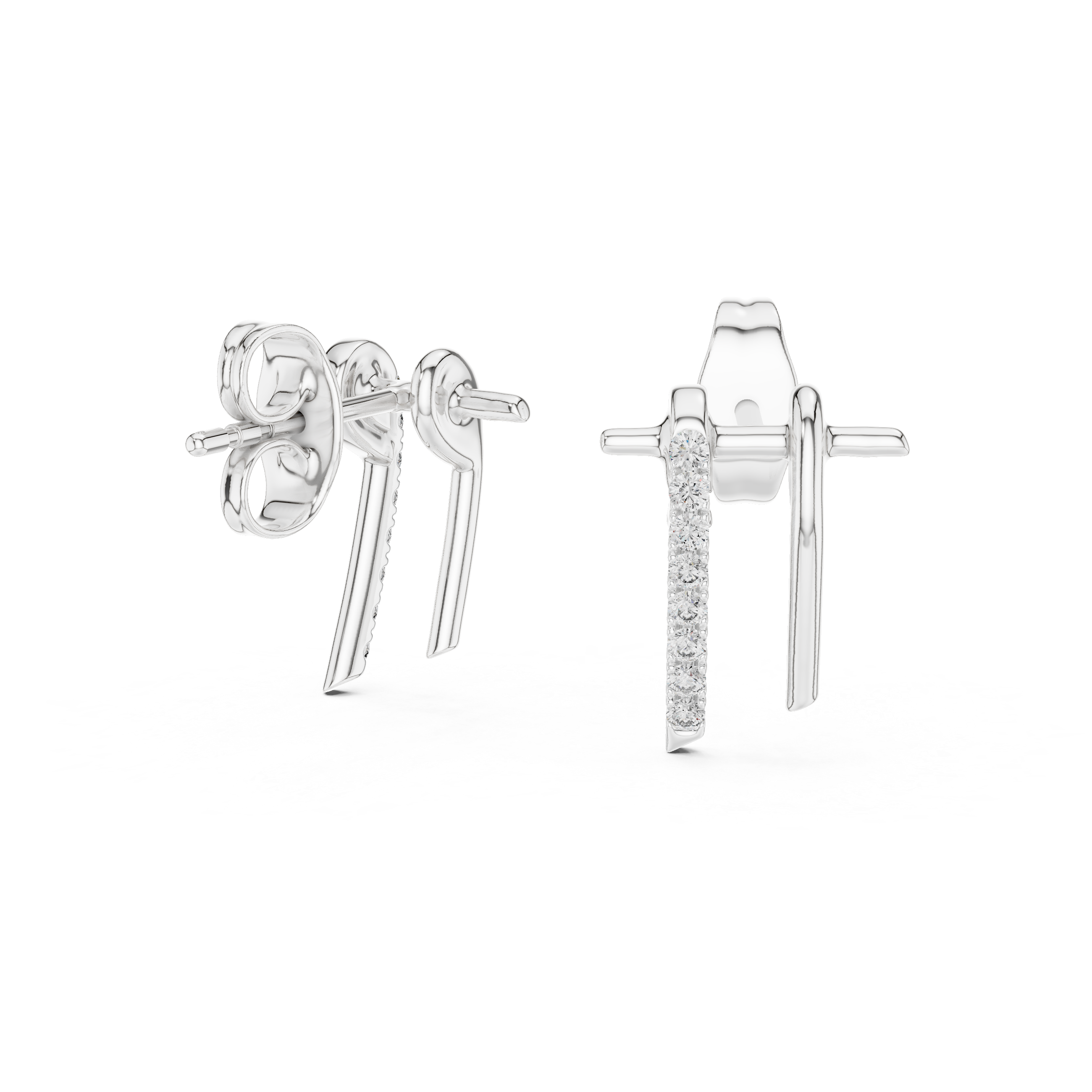 Minimalist Dual-Bar Architectural Stud Earrings
