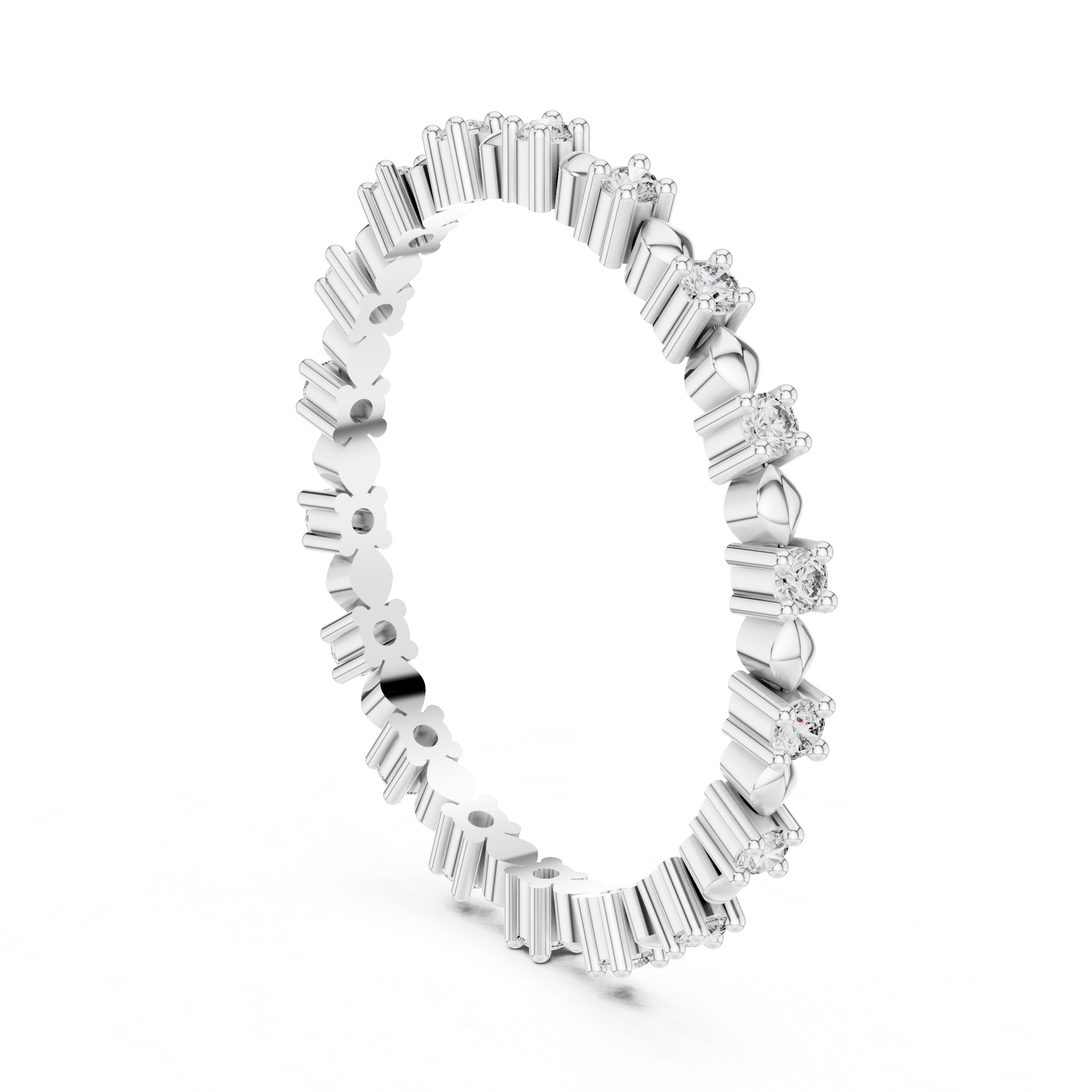 Alternating Marquis Bead & Collet Eternity Band