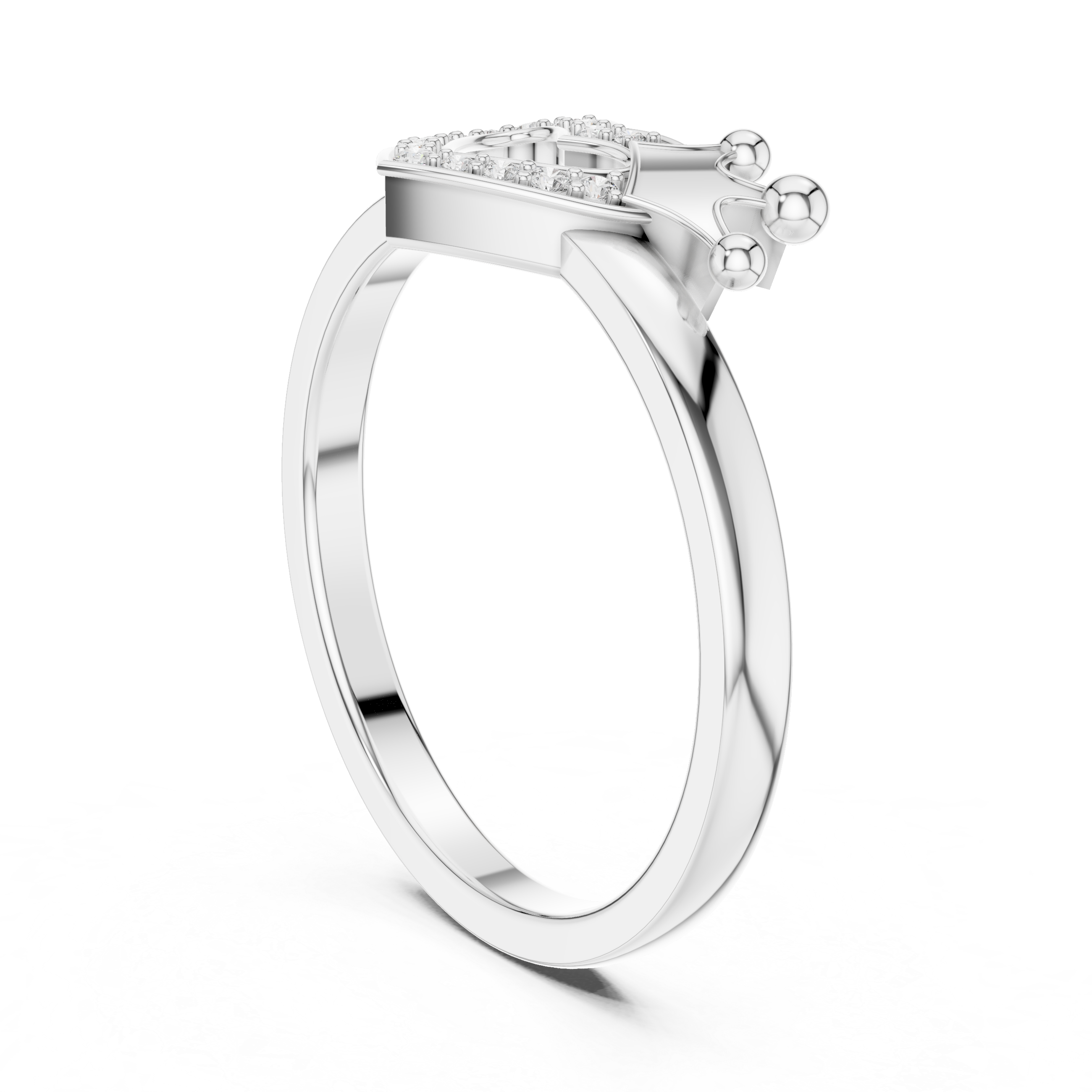 Royal Heart Crown Ring | Tiara Silhouette Bypass Ring