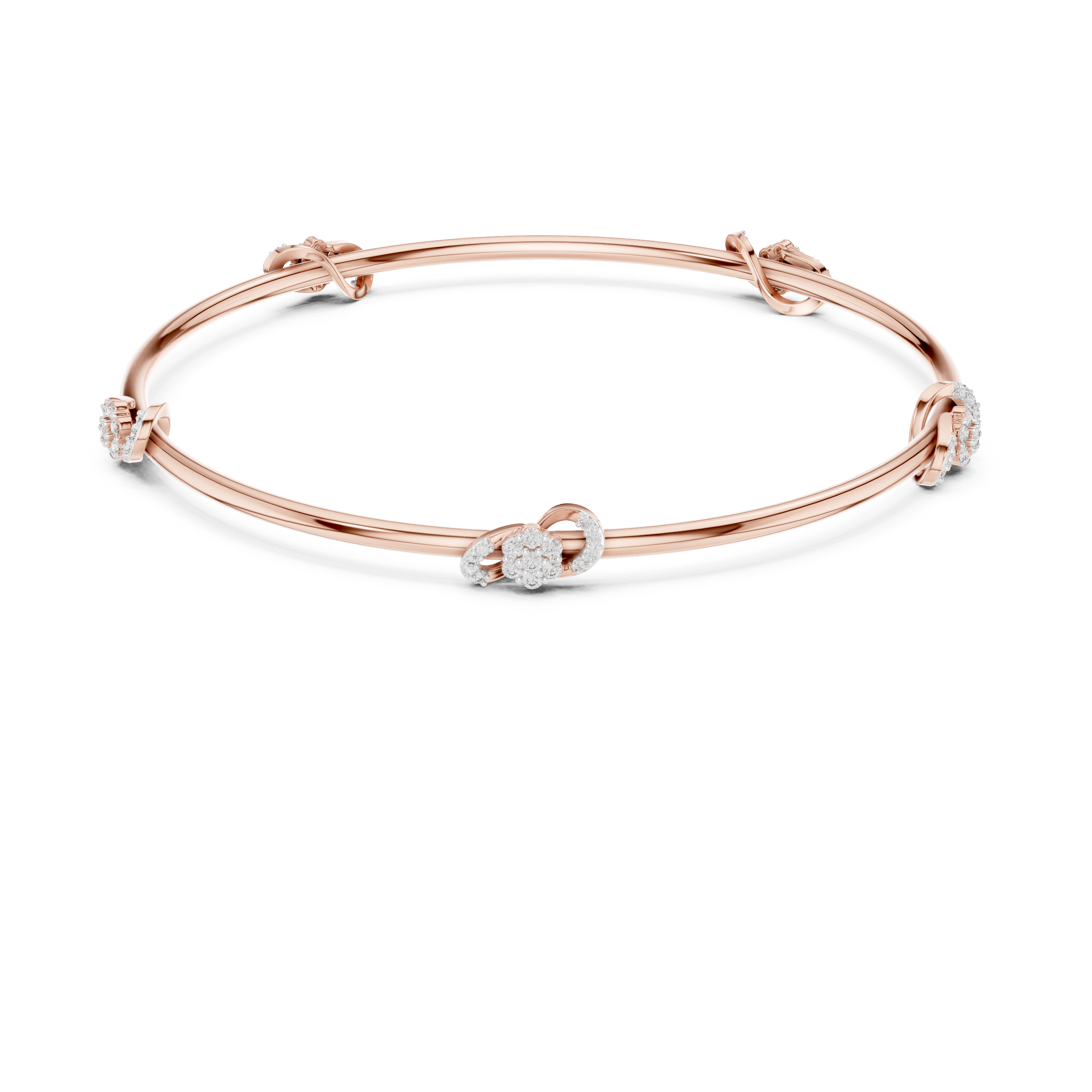 Multi-Station Diamond Flower Knot Station Bangle