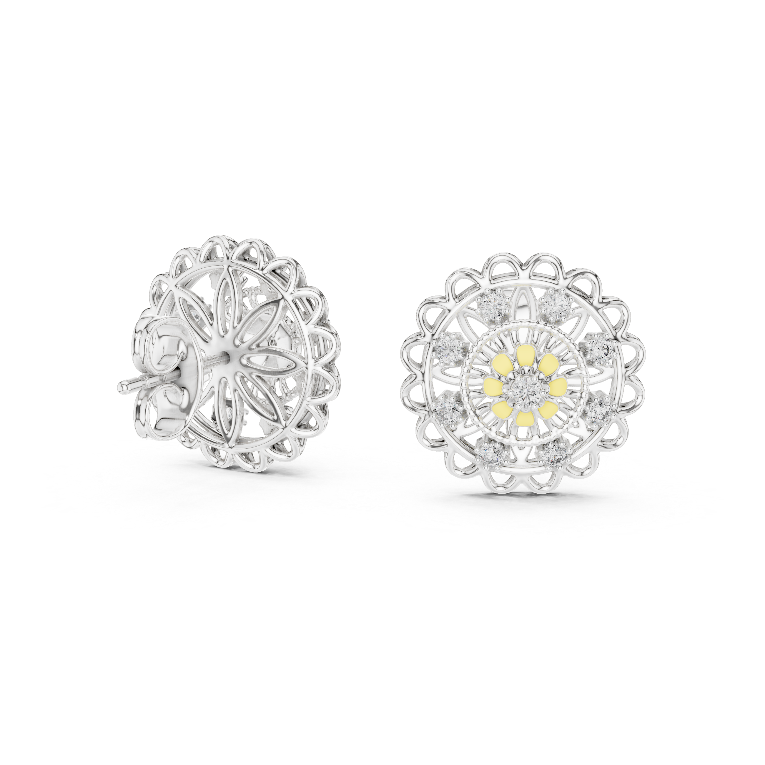 Mandala Floral Blossom Stud Earrings