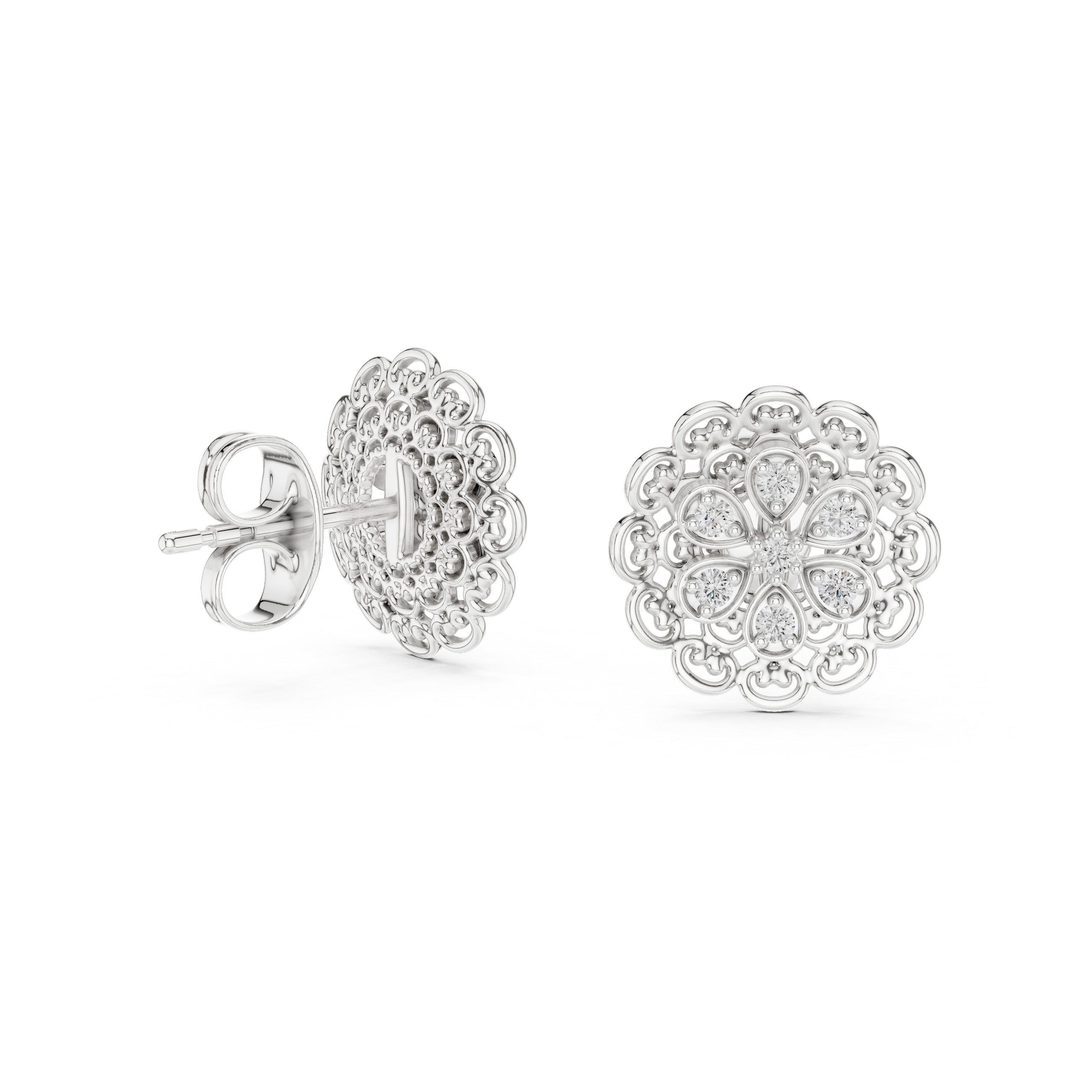 Vintage Filigree Mandala Stud Earrings