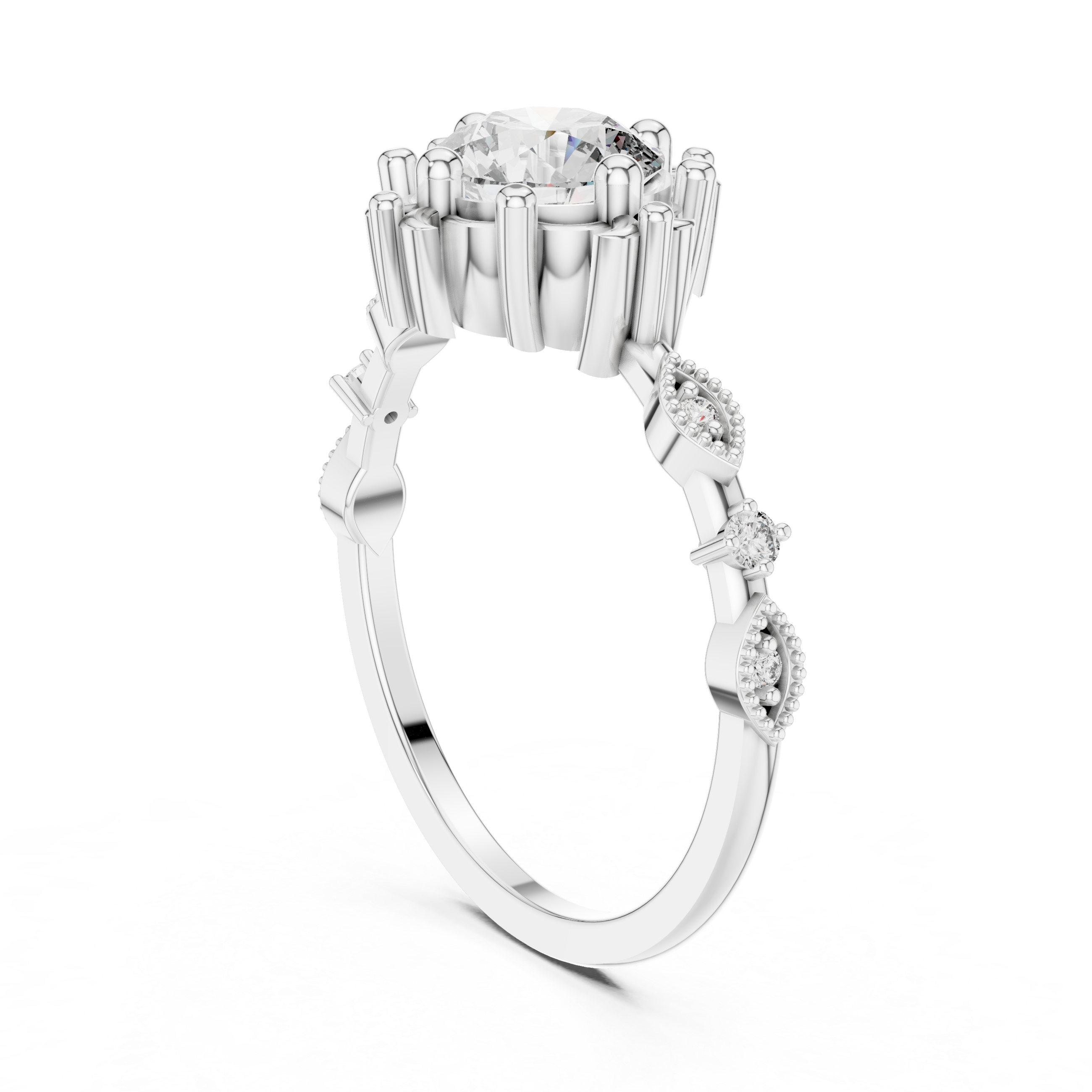 Vintage Empress Crown Solitaire Ring