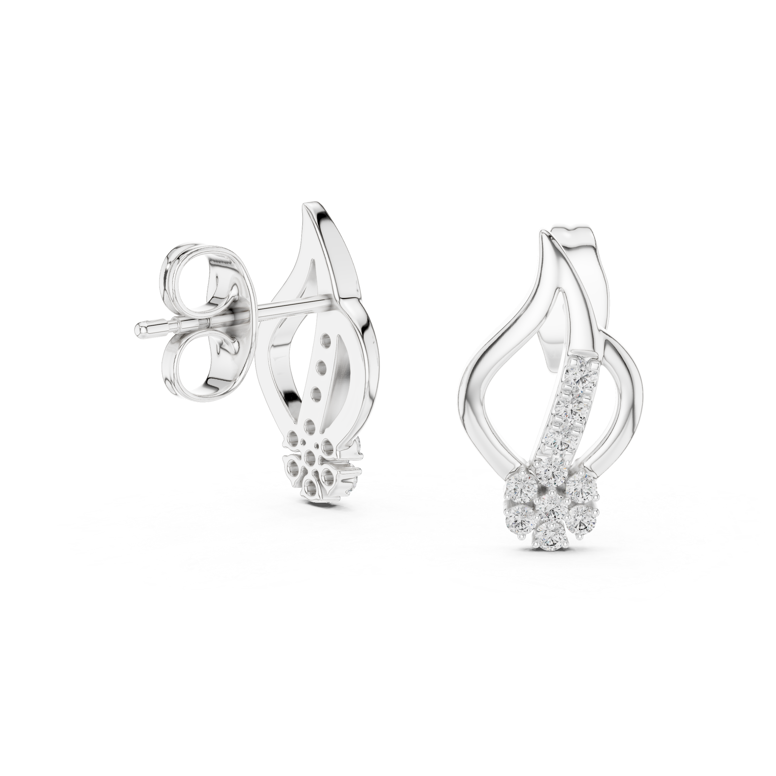 Abstract Wave Flower Stud Earrings