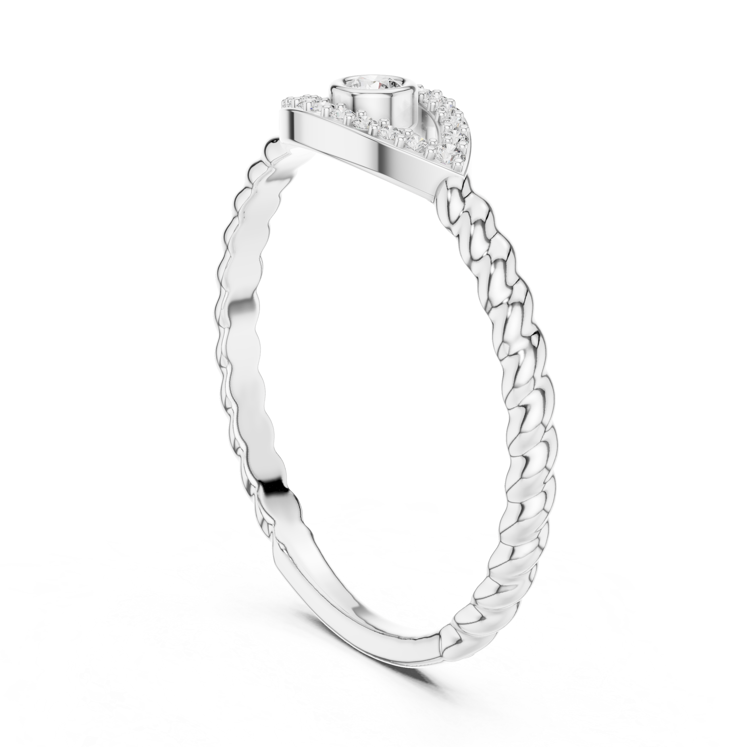 Evil Eye Cable Band - Bezel-Set Protection Silhouette Ring