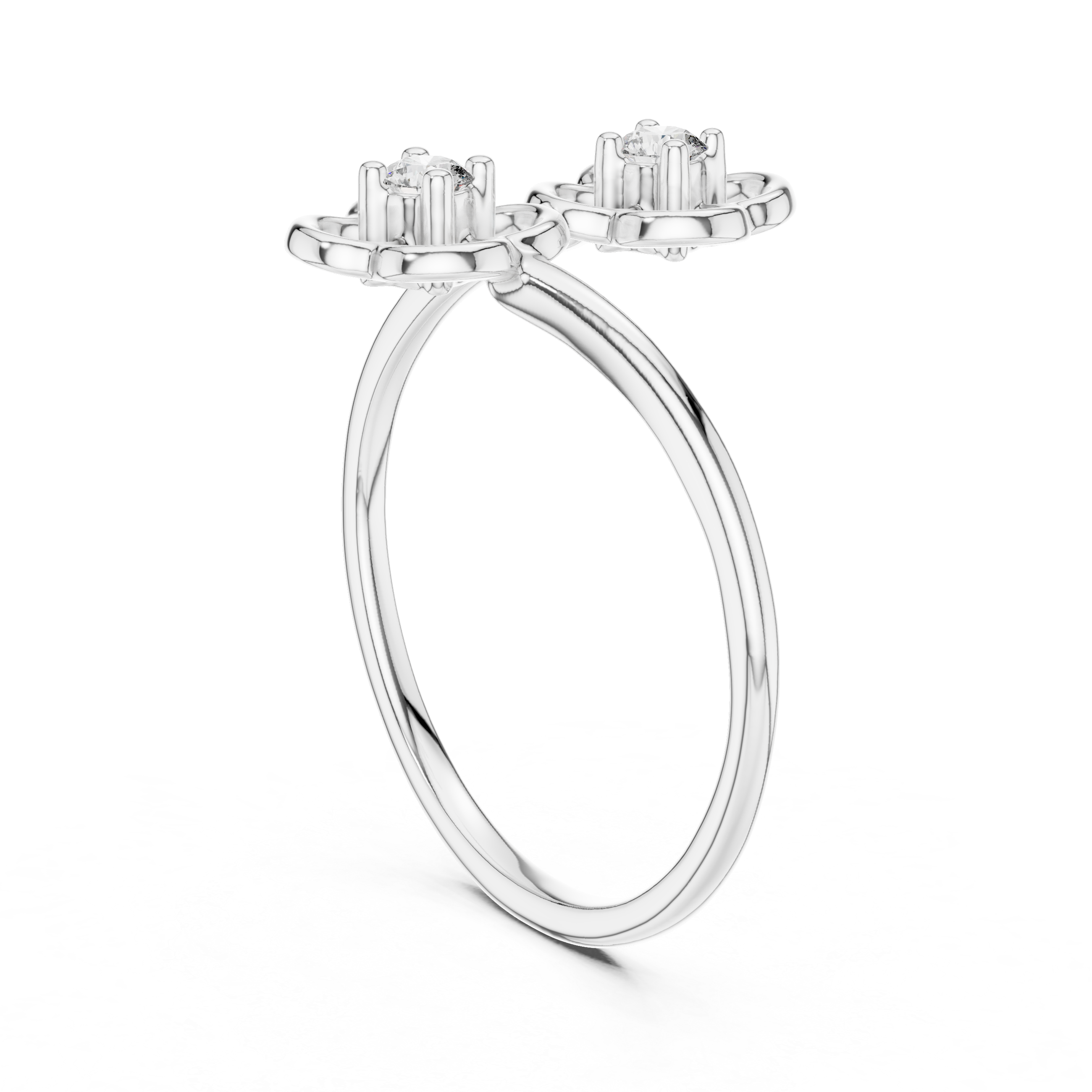 Toi et Moi Floral Open Bypass Ring