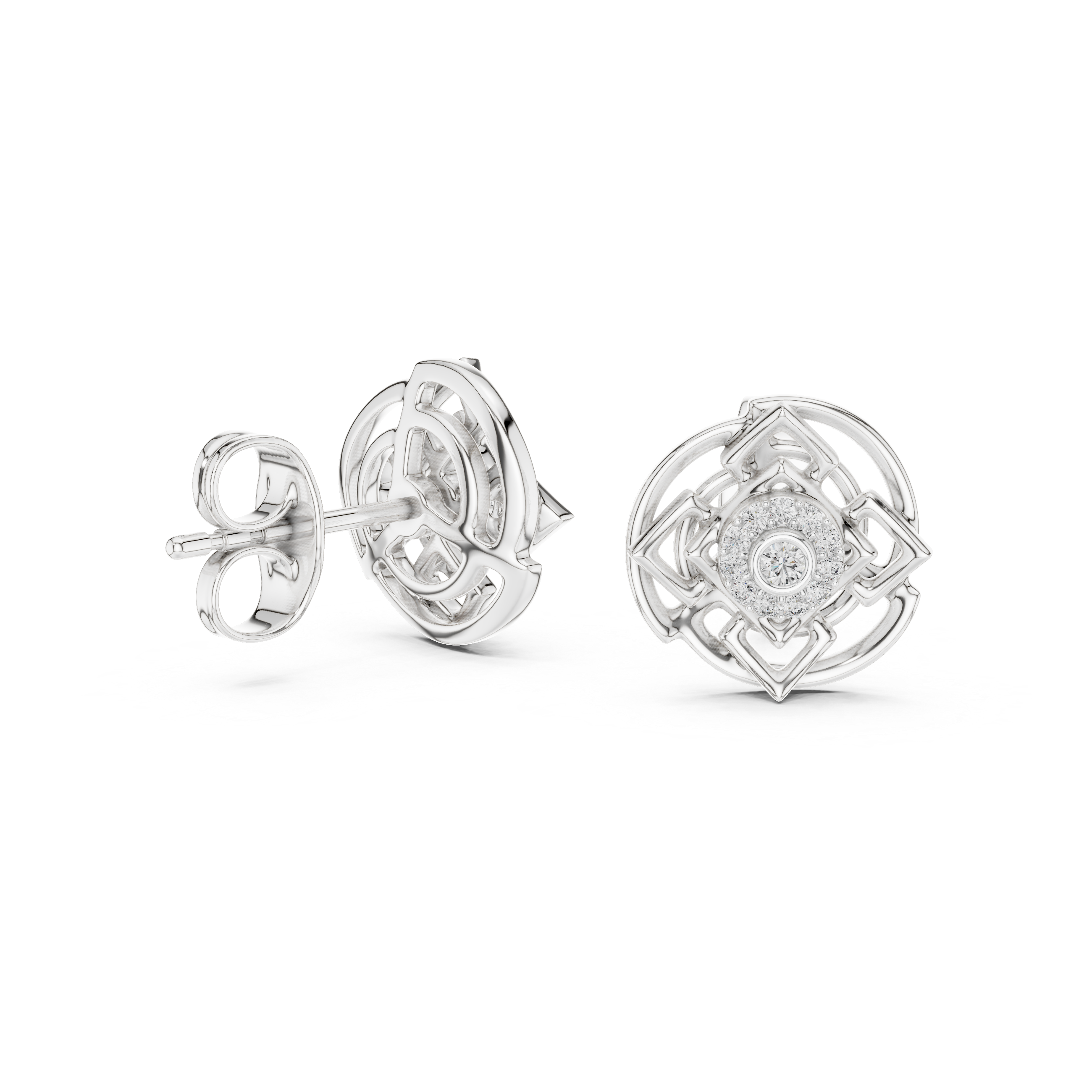 Sacred Lotus Mandala Stud Earrings