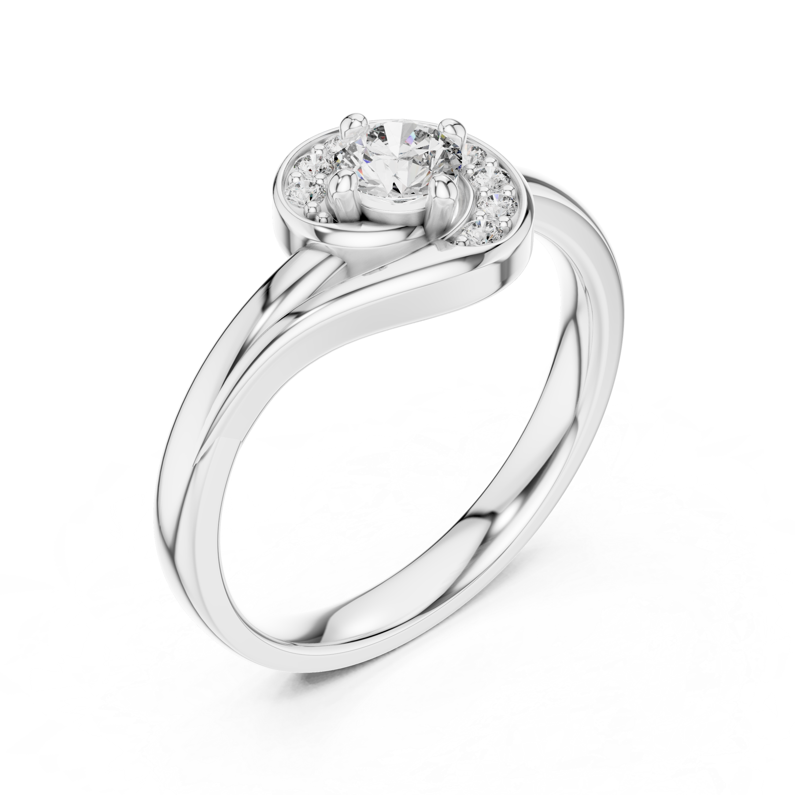 Aura Spiral Bypass Round Cut Diamond Ring