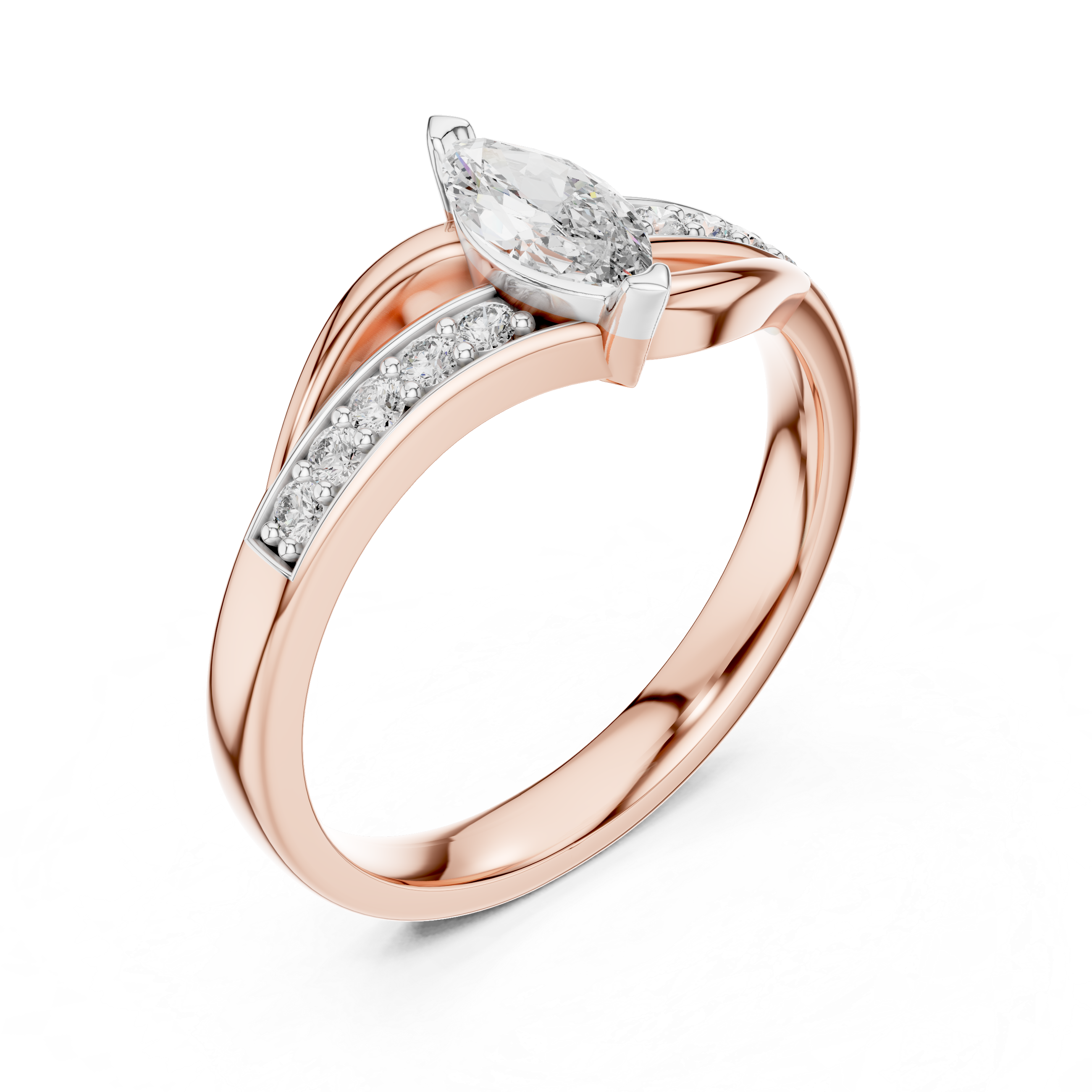 Marquise Cut Diamond Bypass Sweep Ring