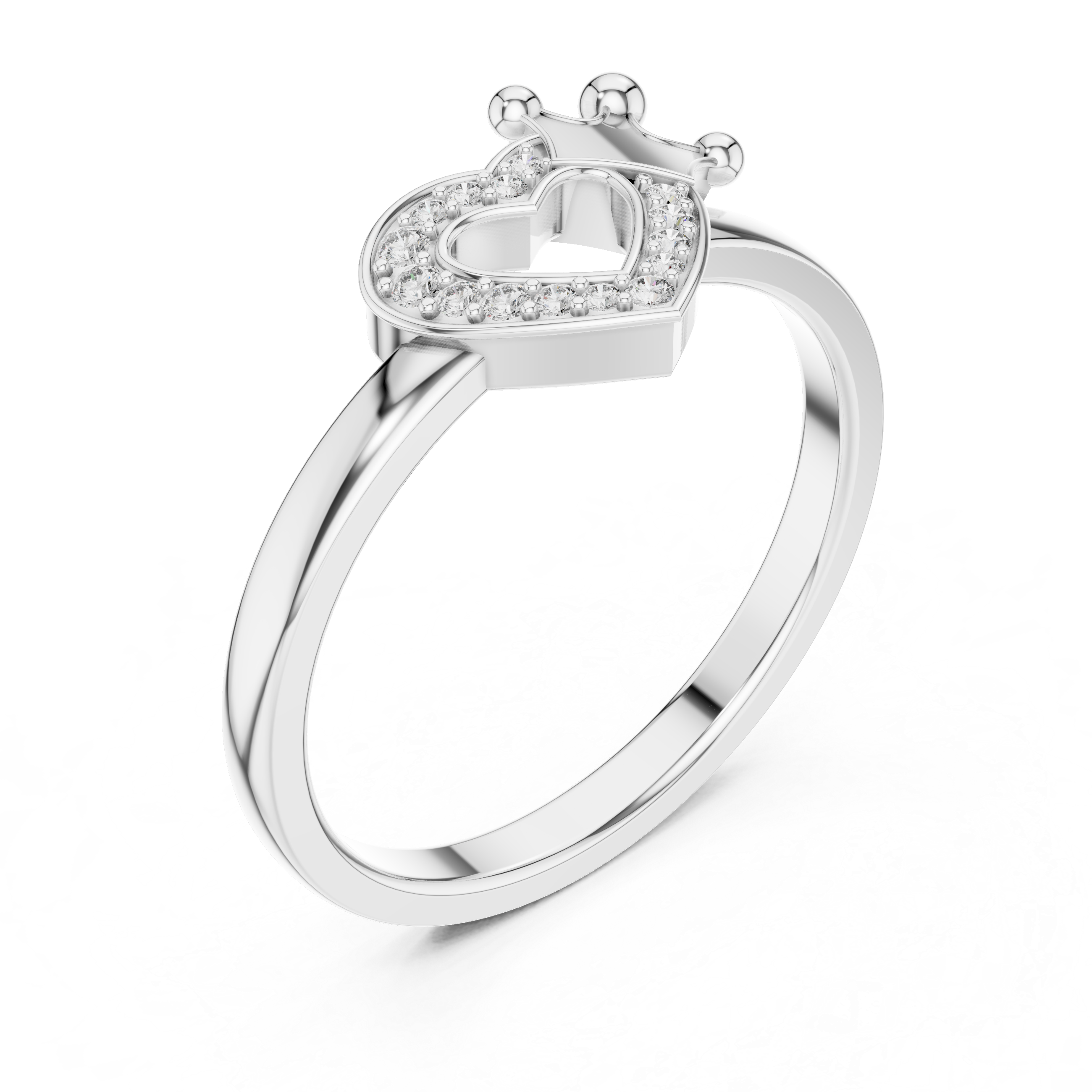 Royal Heart Crown Ring | Tiara Silhouette Bypass Ring