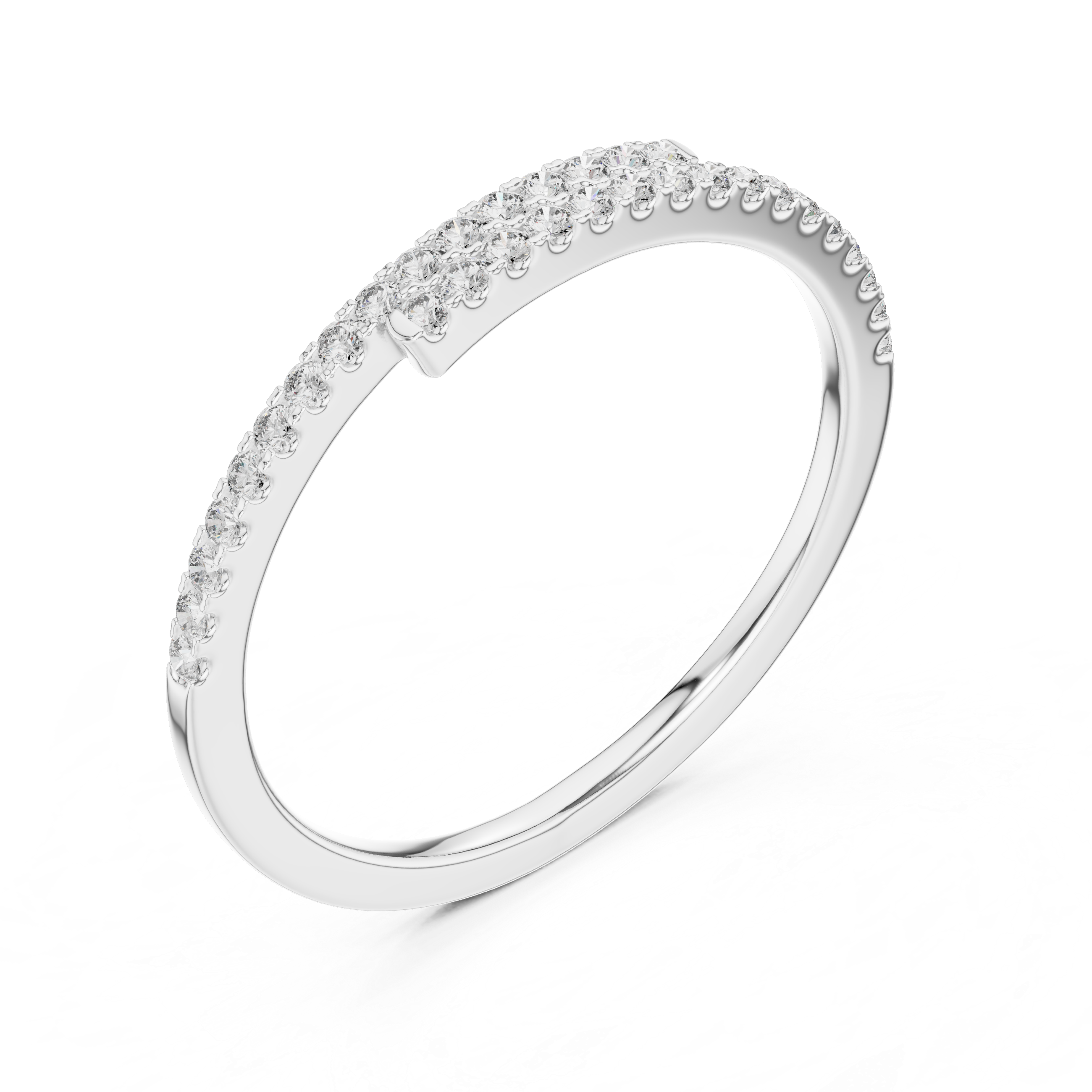 Dual-Row Floating Diamond Bypass Band Ring