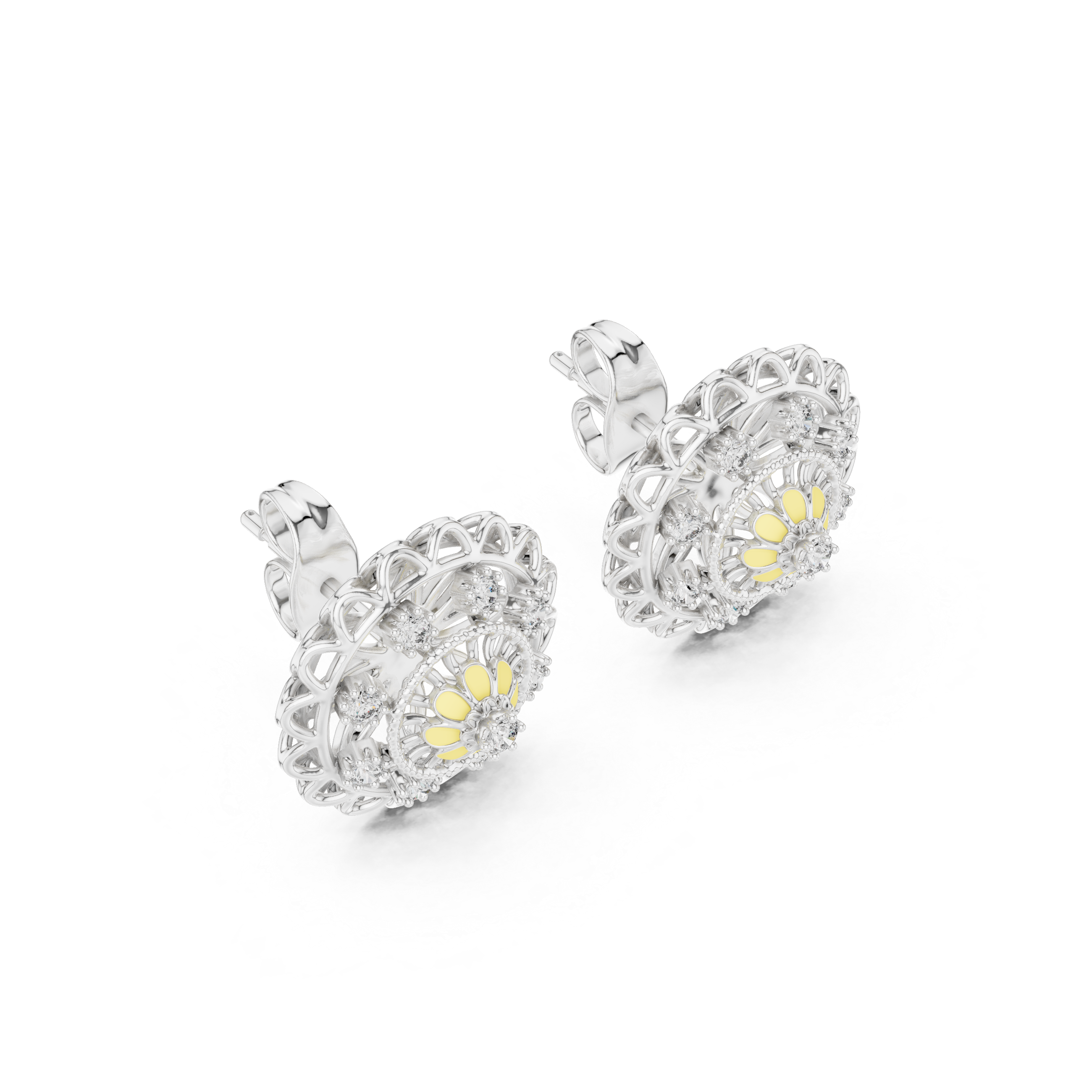 Mandala Floral Blossom Stud Earrings