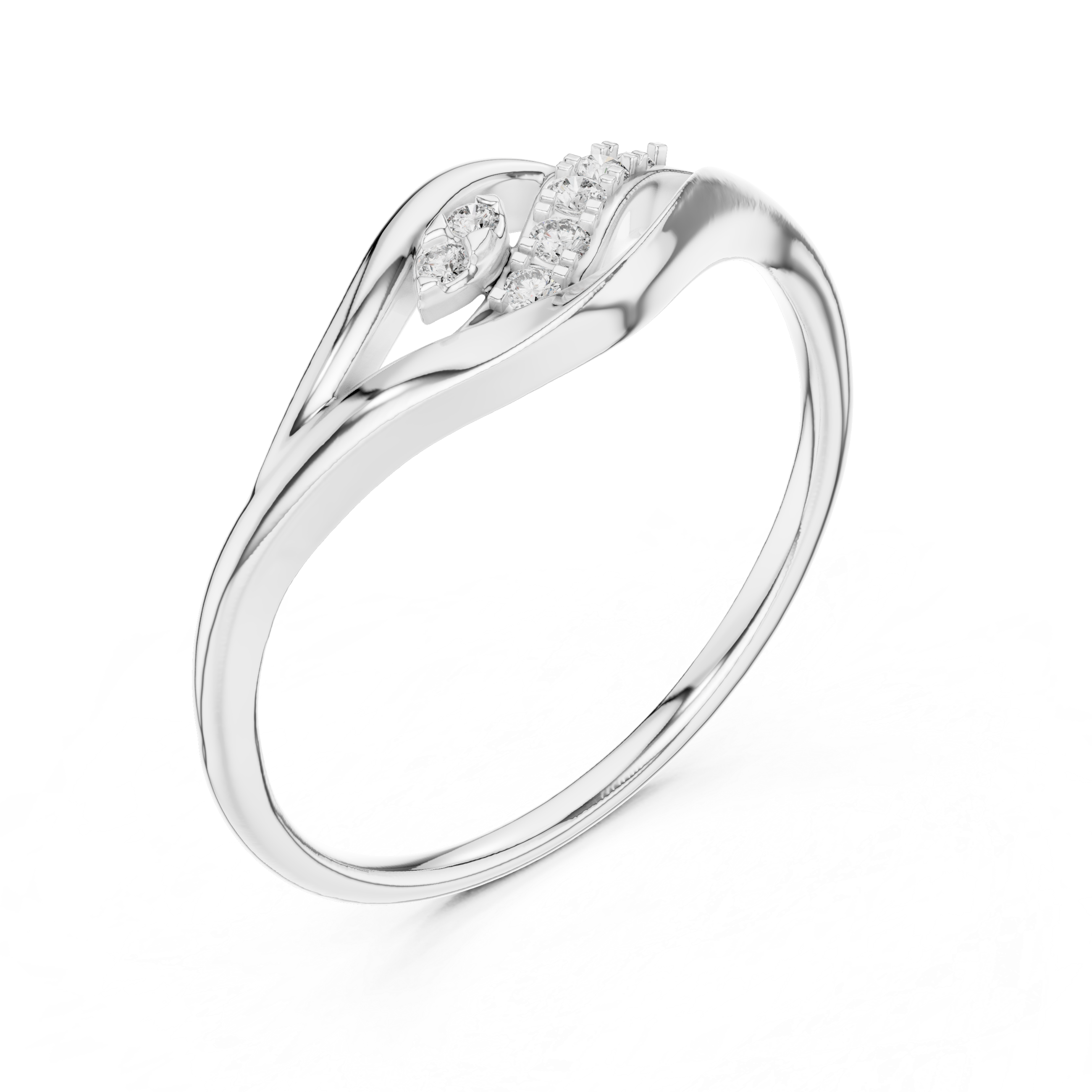 Twisted Wave Contour - Toi et Moi Inspired Curved Wave Ring