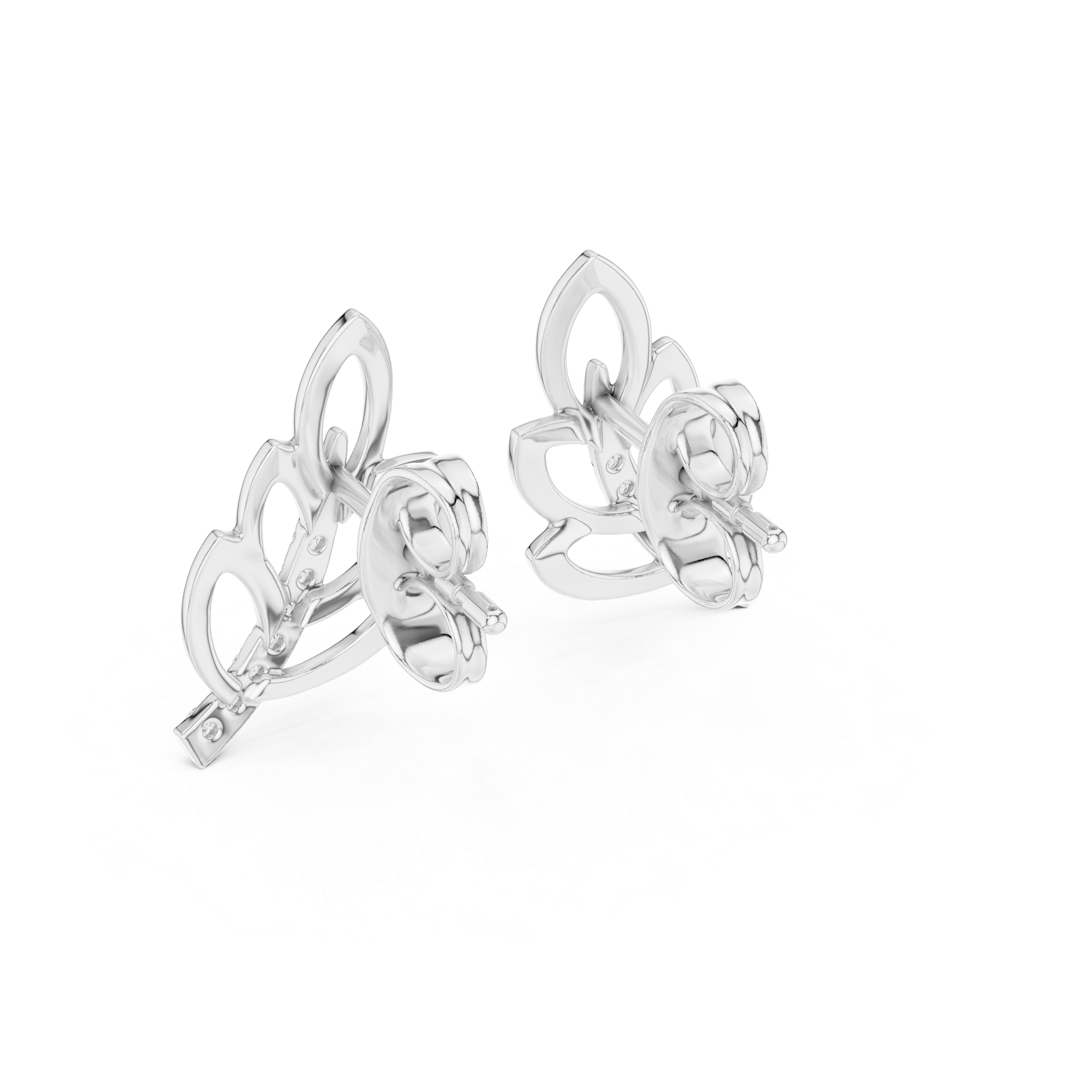 Intricate Diamond Willow Leaf Stud Earrings