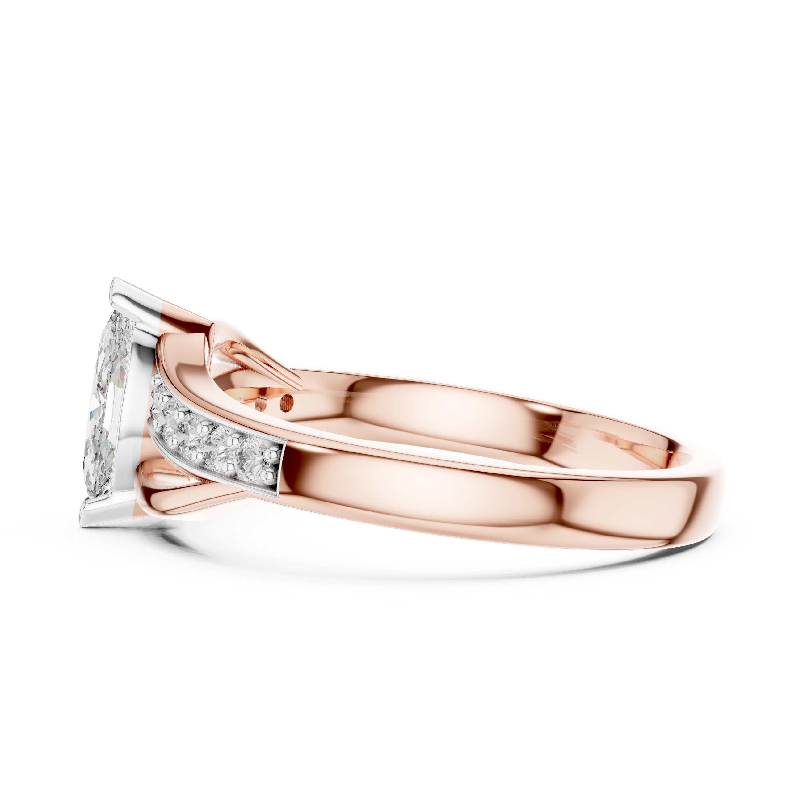 Marquise Cut Diamond Bypass Sweep Ring