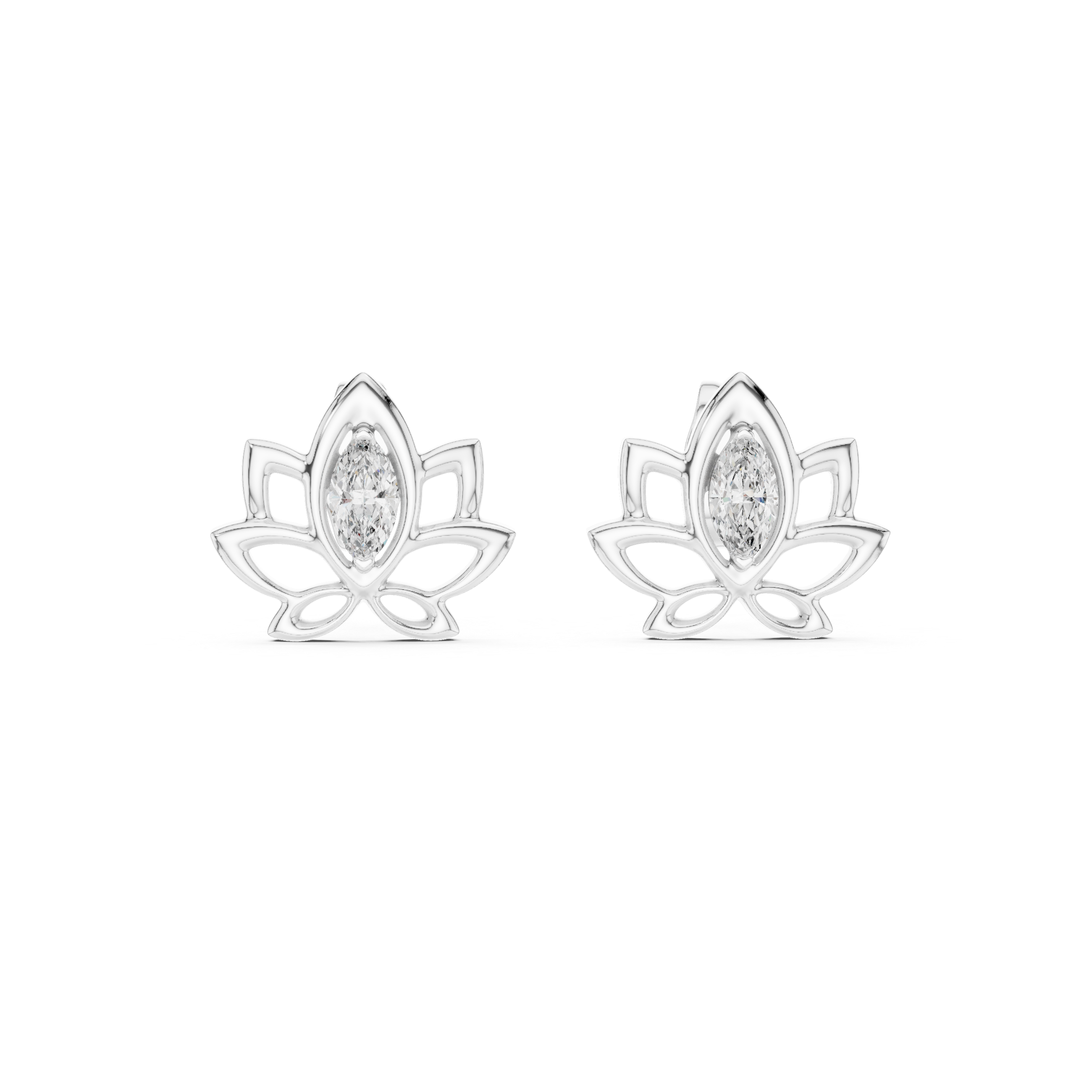 Elegant Lotus Marquise Stud Earrings