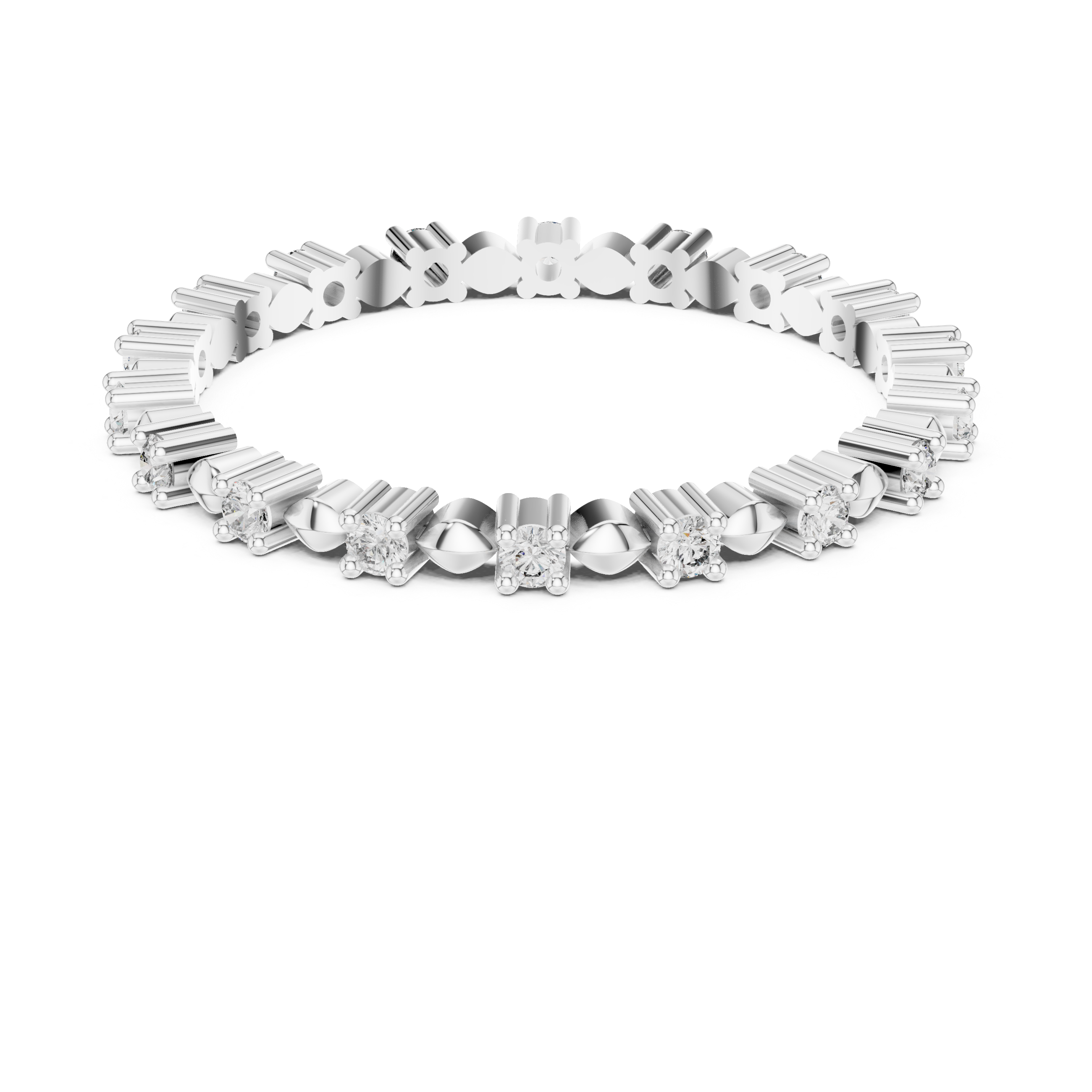 Alternating Marquis Bead & Collet Eternity Band
