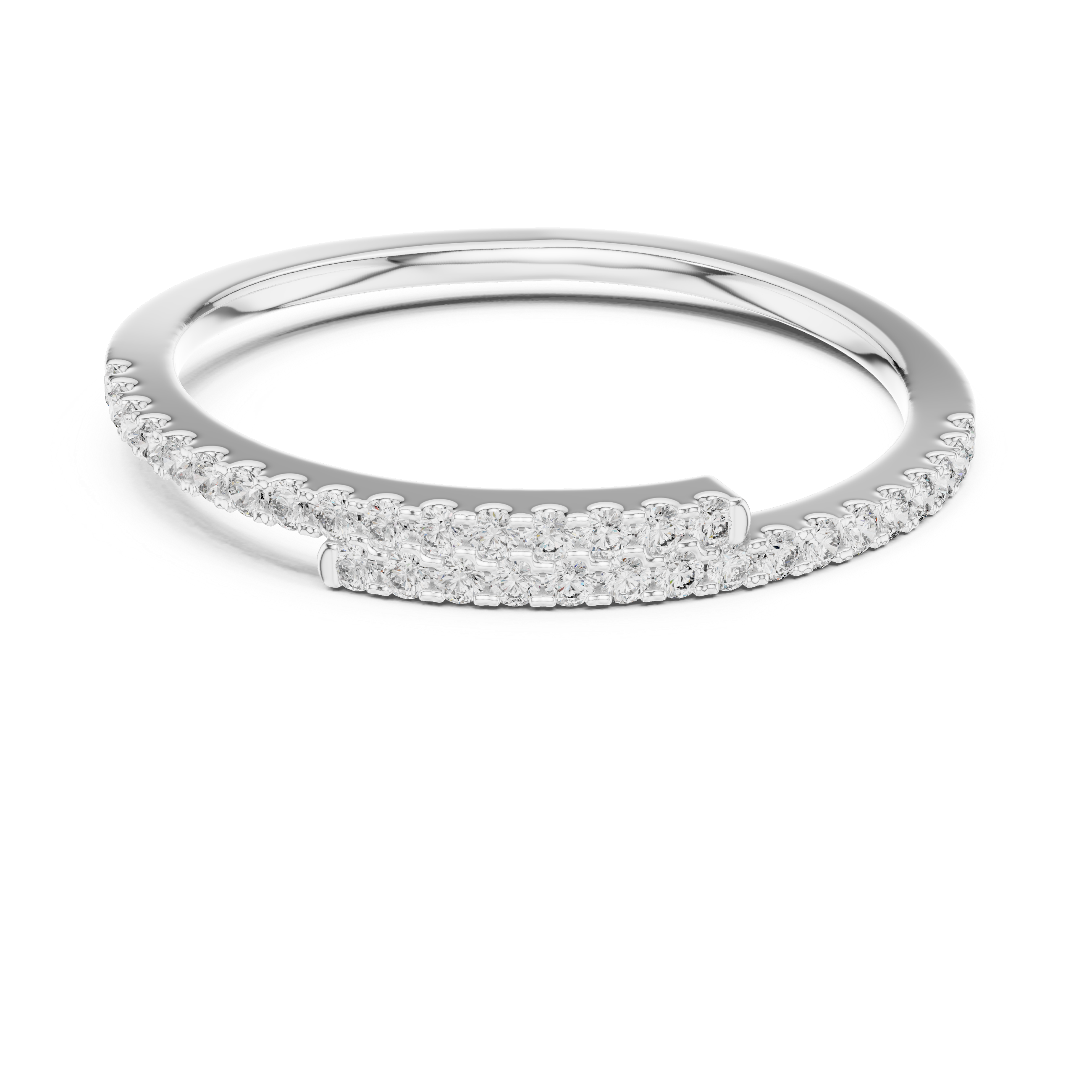Dual-Row Floating Diamond Bypass Band Ring