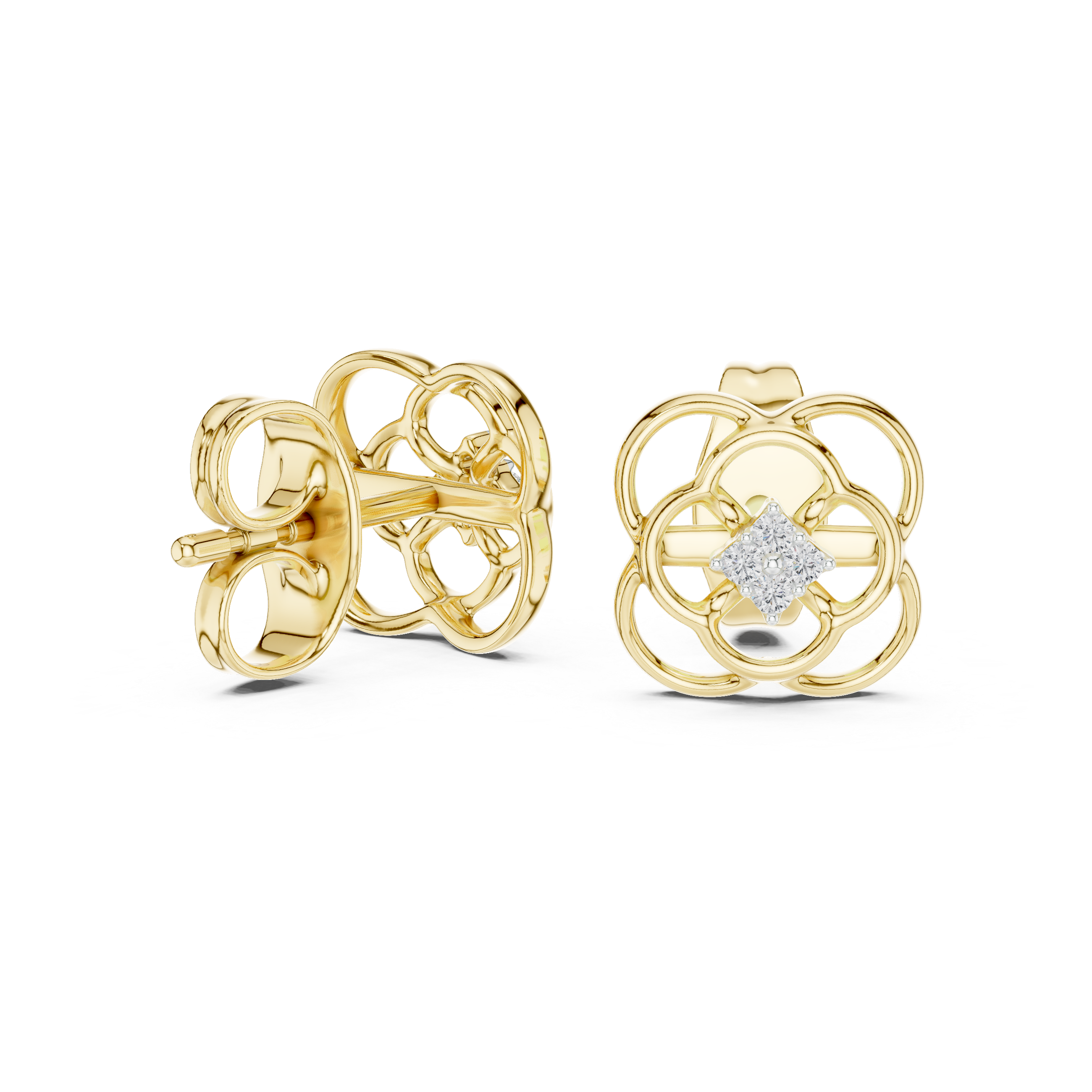 Floral Clover Stud Earrings