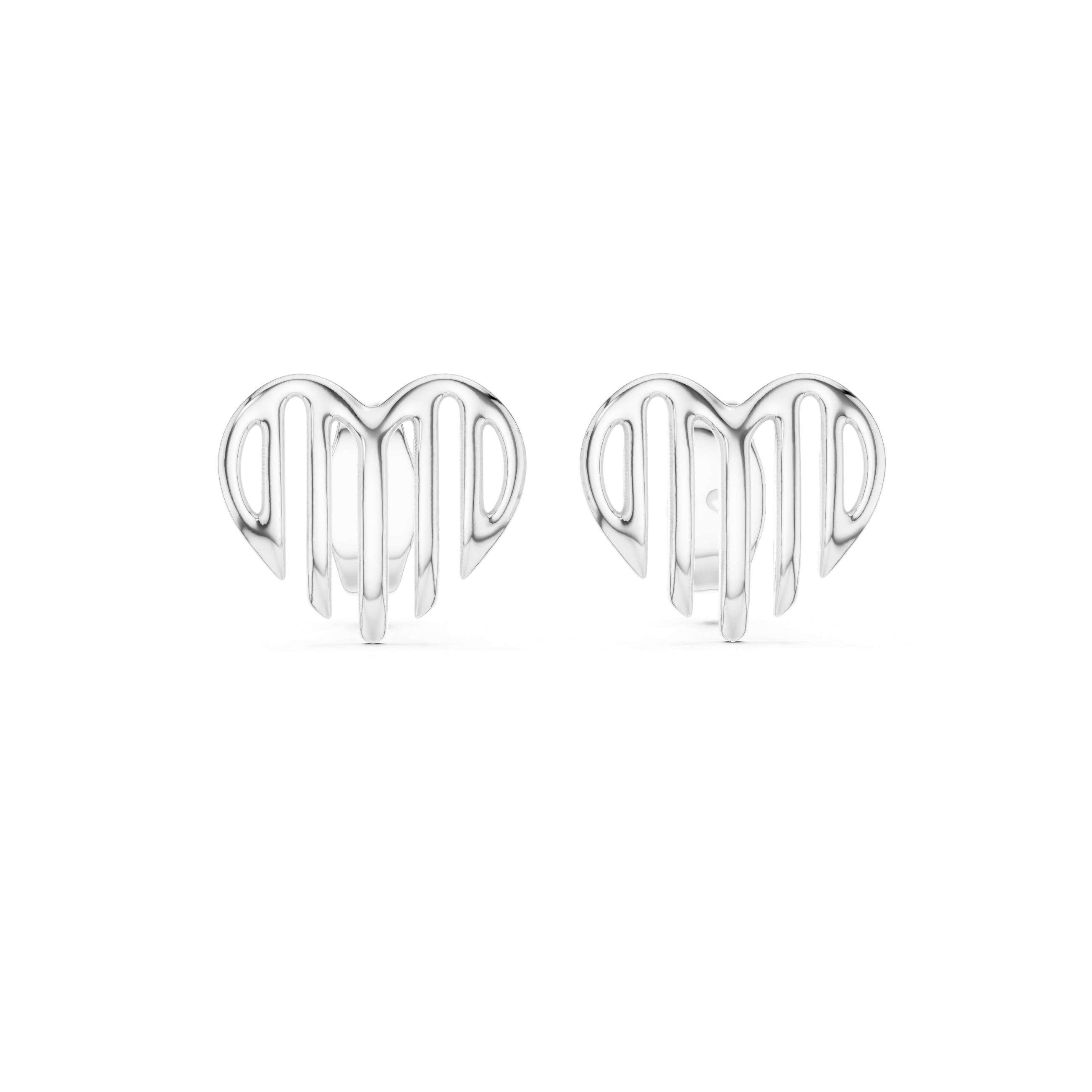 Minimalist Openwork Ribbed Heart Stud Earrings
