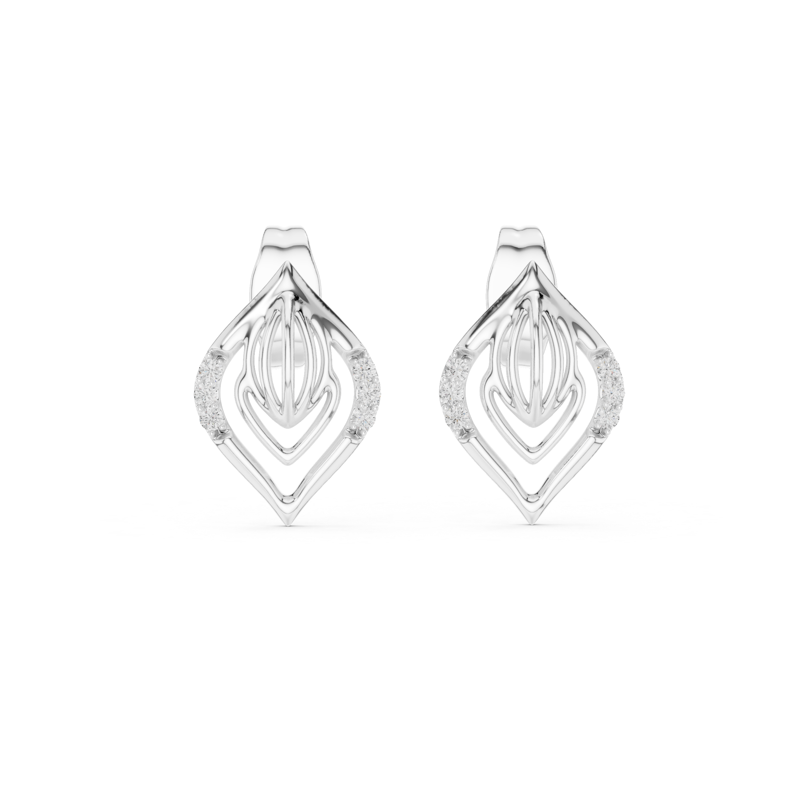 Architectural Leaf Chevron Stud Earrings