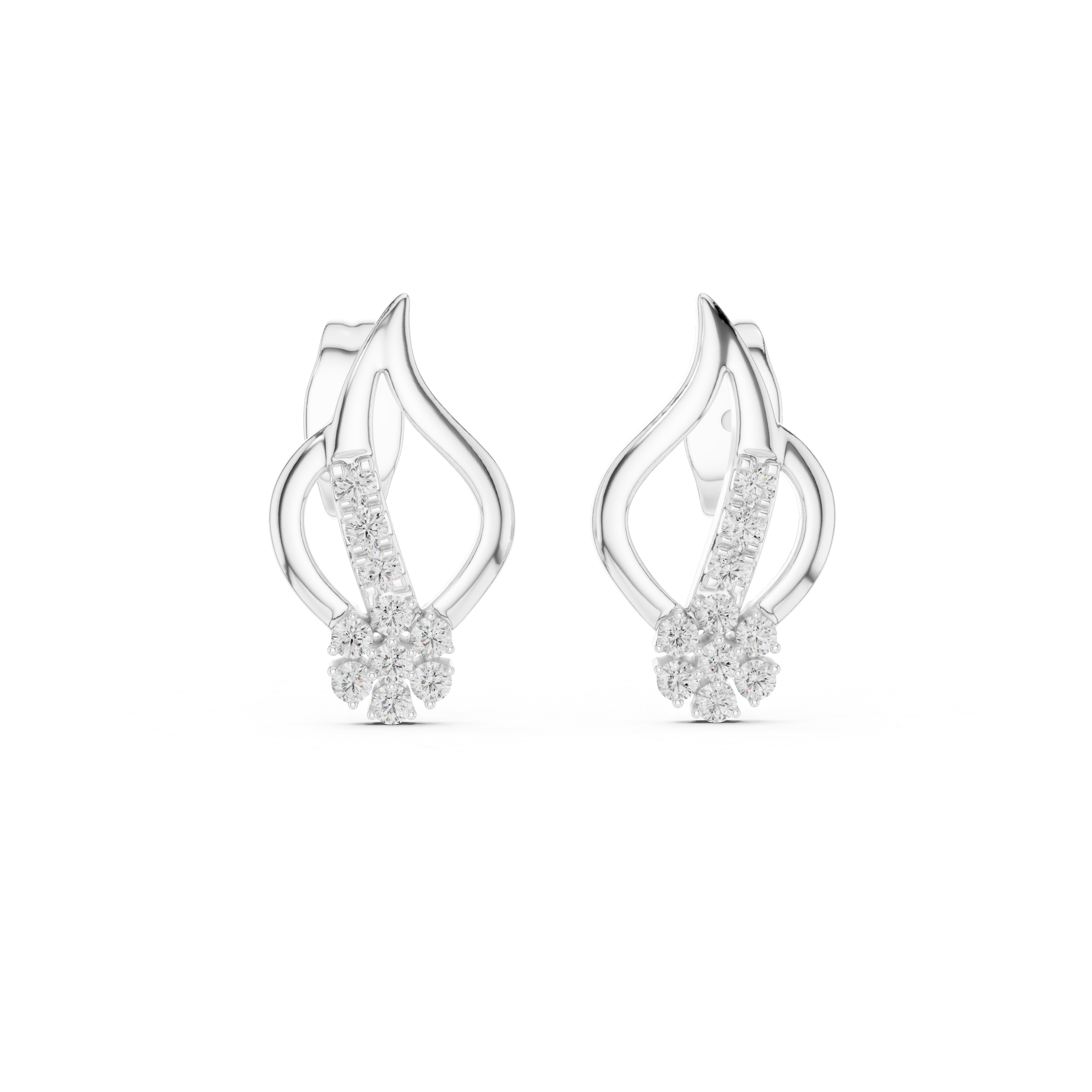 Abstract Wave Flower Stud Earrings