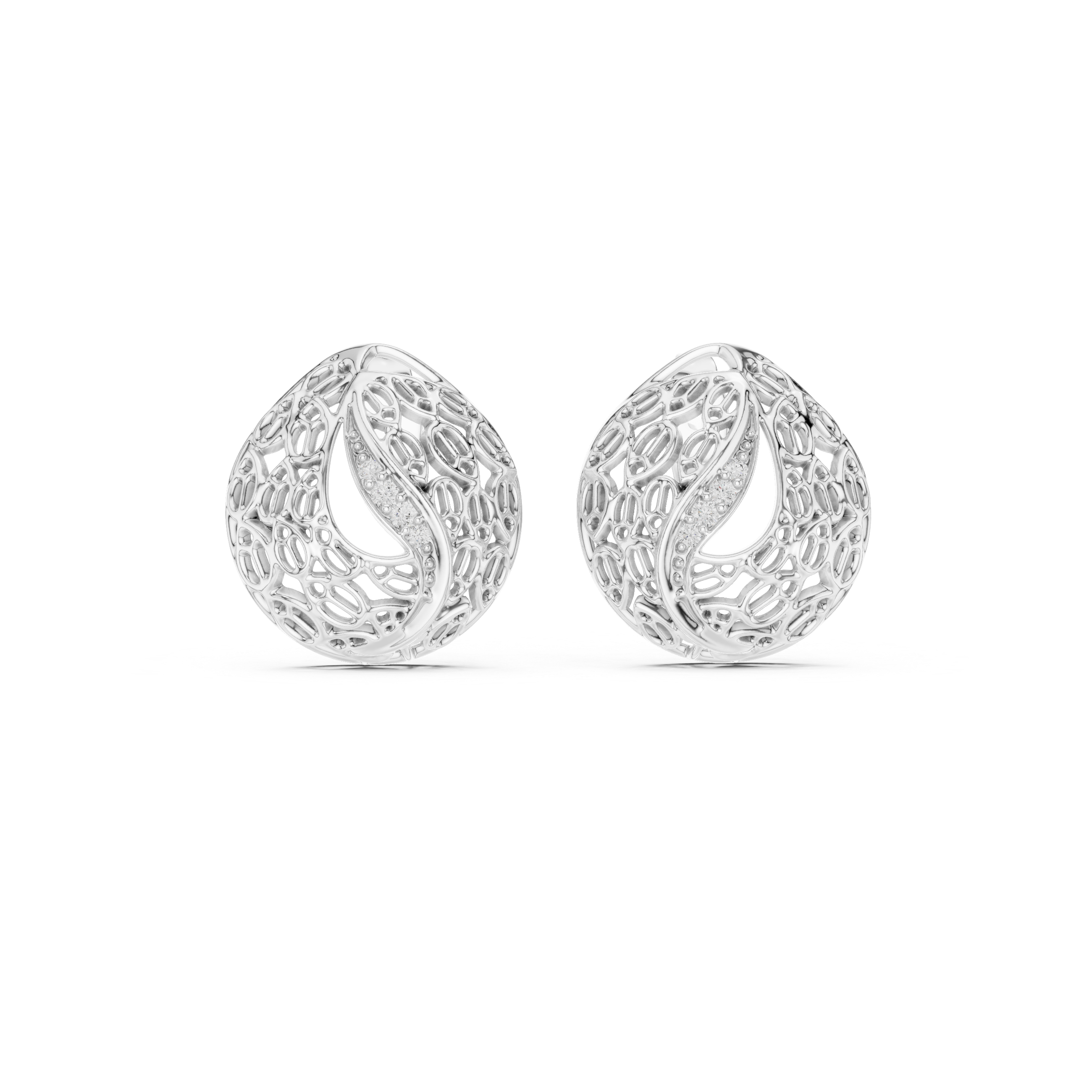 Vintage Openwork Filigree Dome Stud Earrings