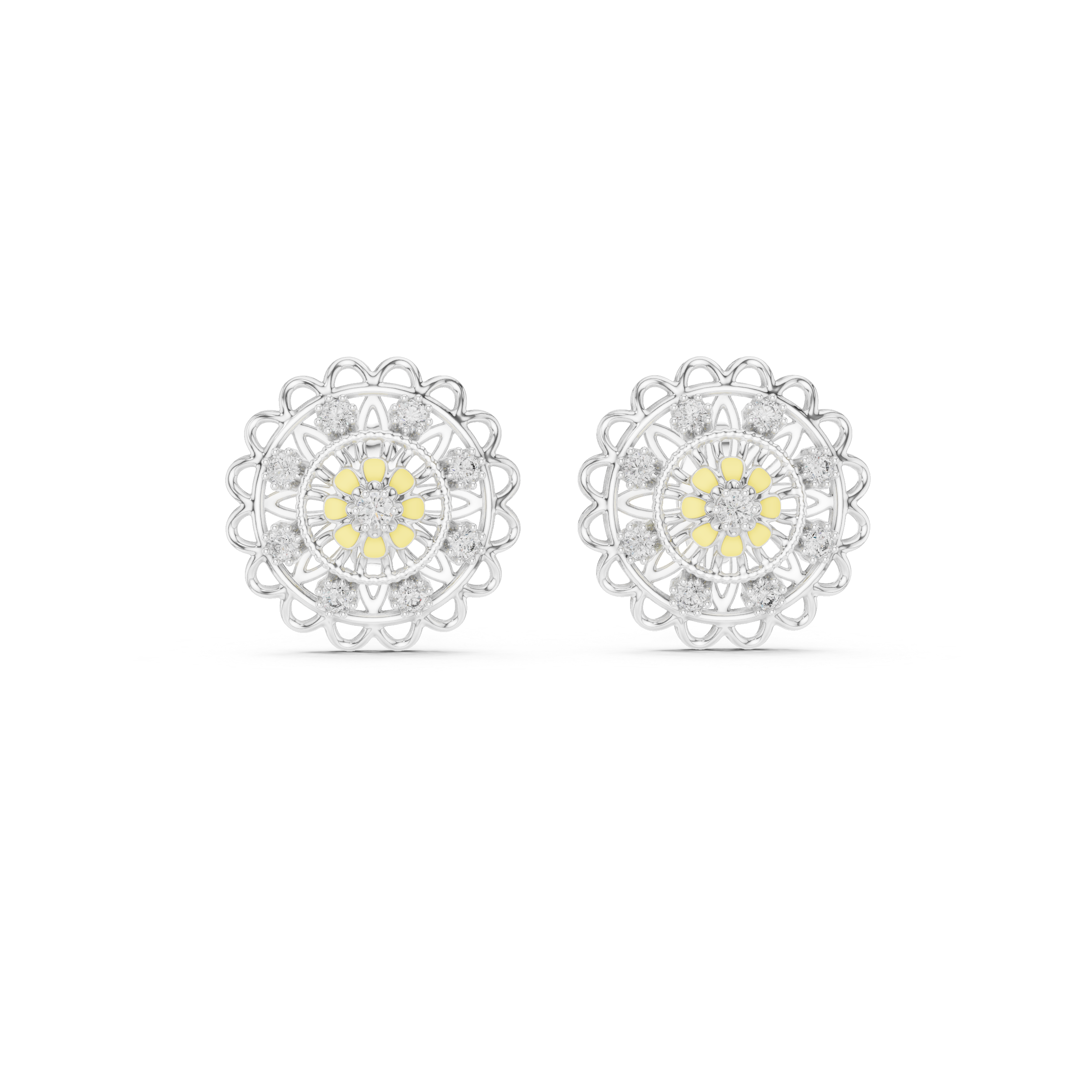 Mandala Floral Blossom Stud Earrings