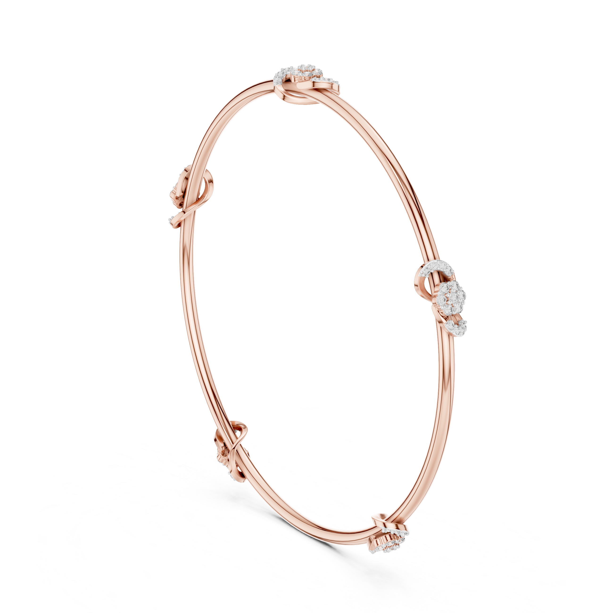 Multi-Station Diamond Flower Knot Station Bangle
