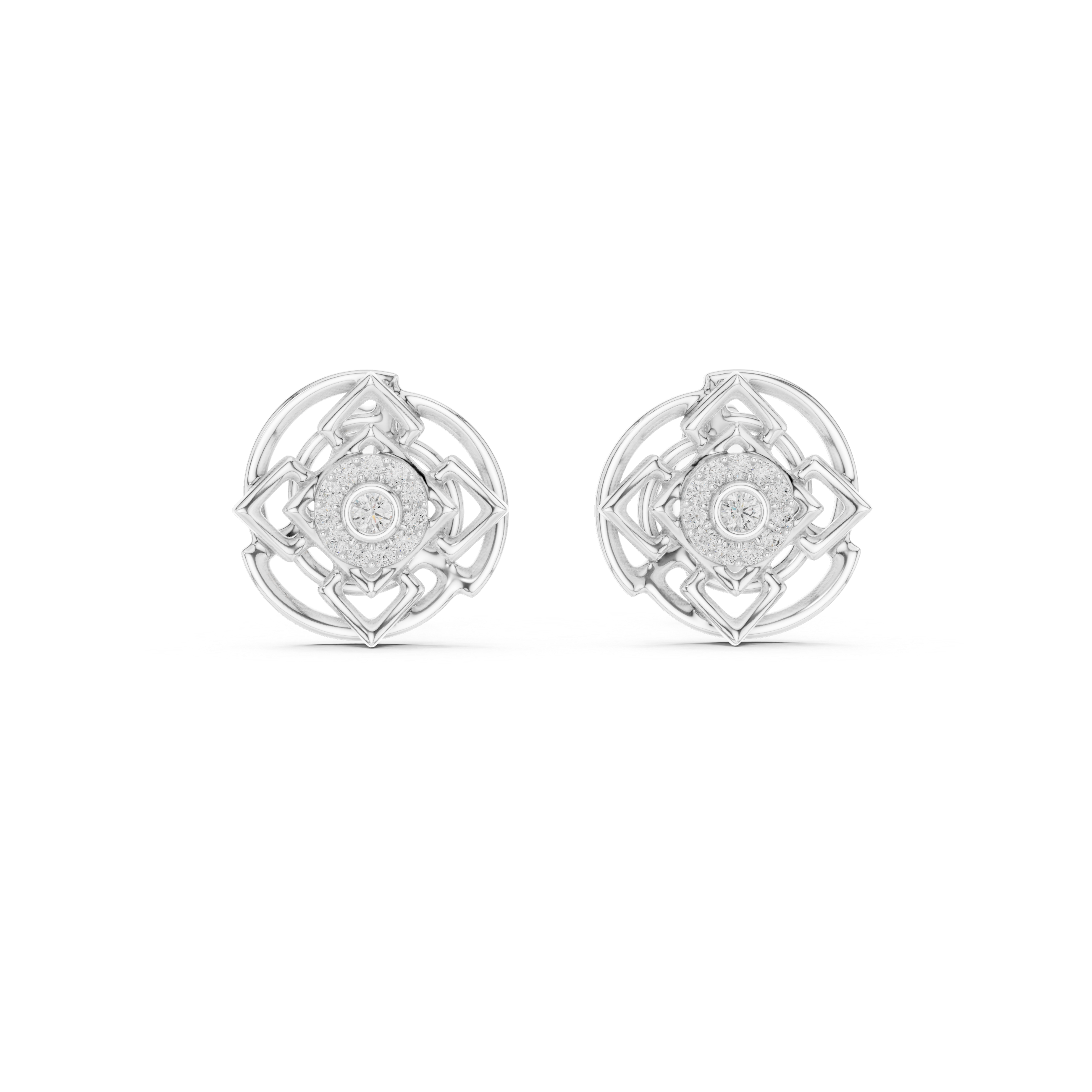 Sacred Lotus Mandala Stud Earrings