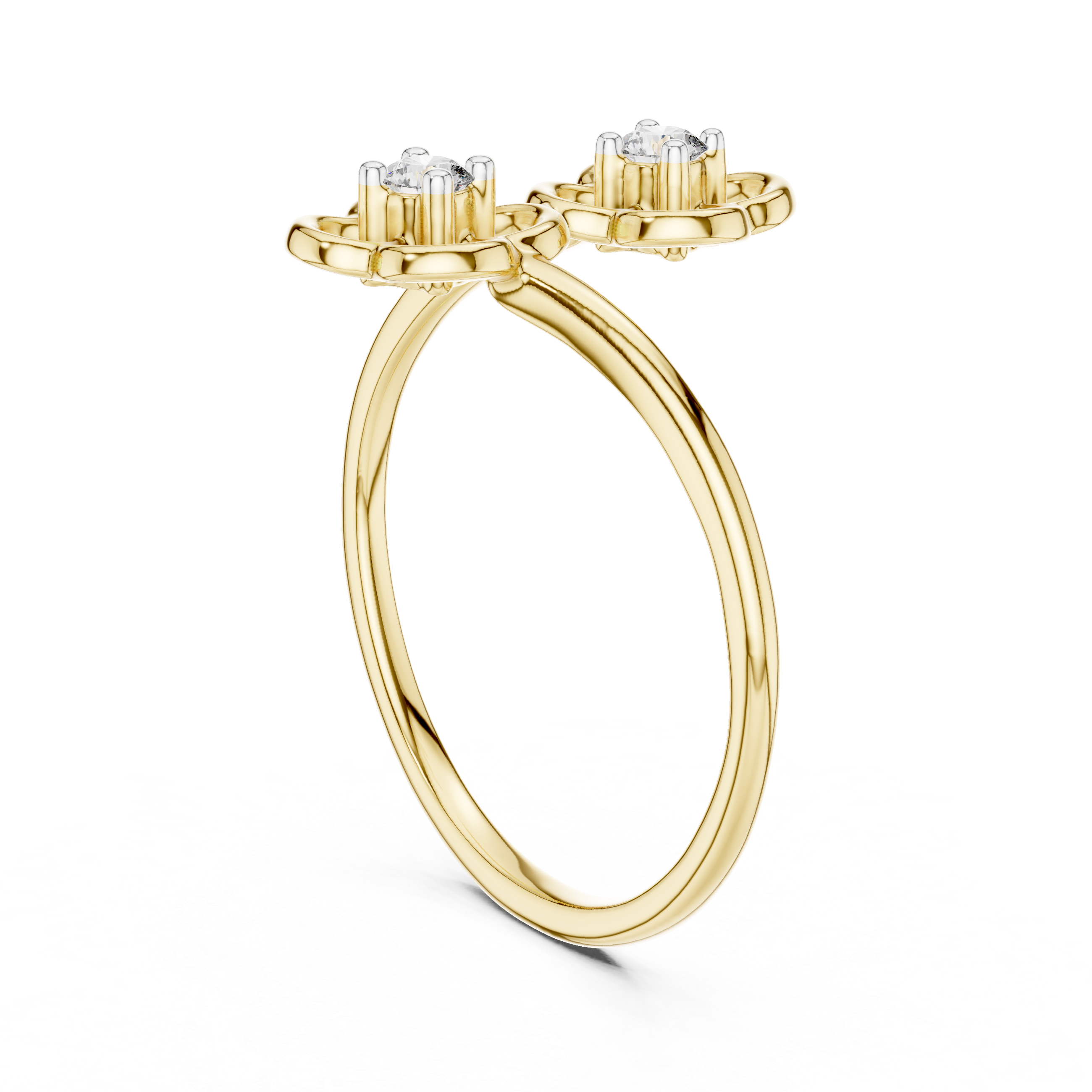 Toi et Moi Floral Open Bypass Ring