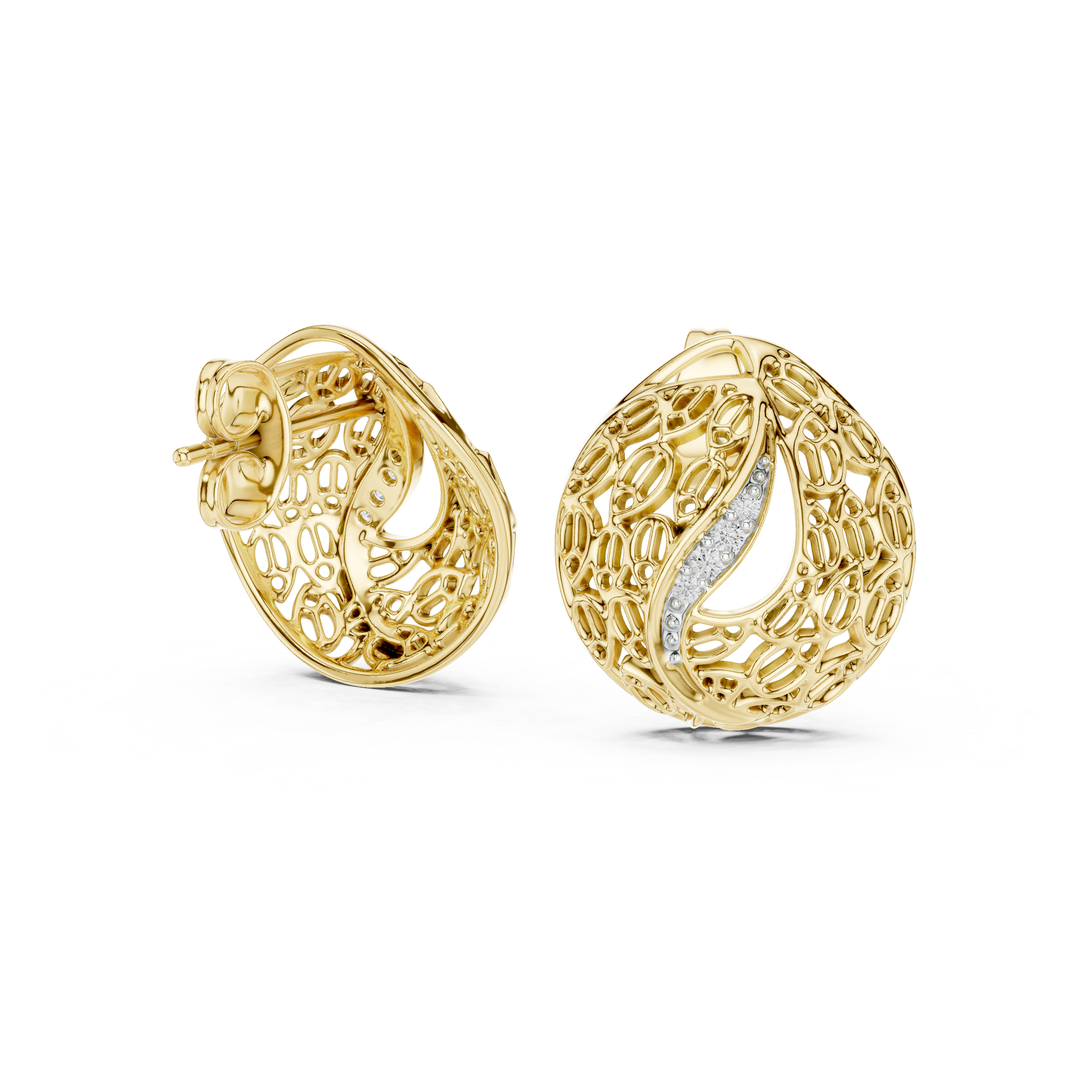 Vintage Openwork Filigree Dome Stud Earrings