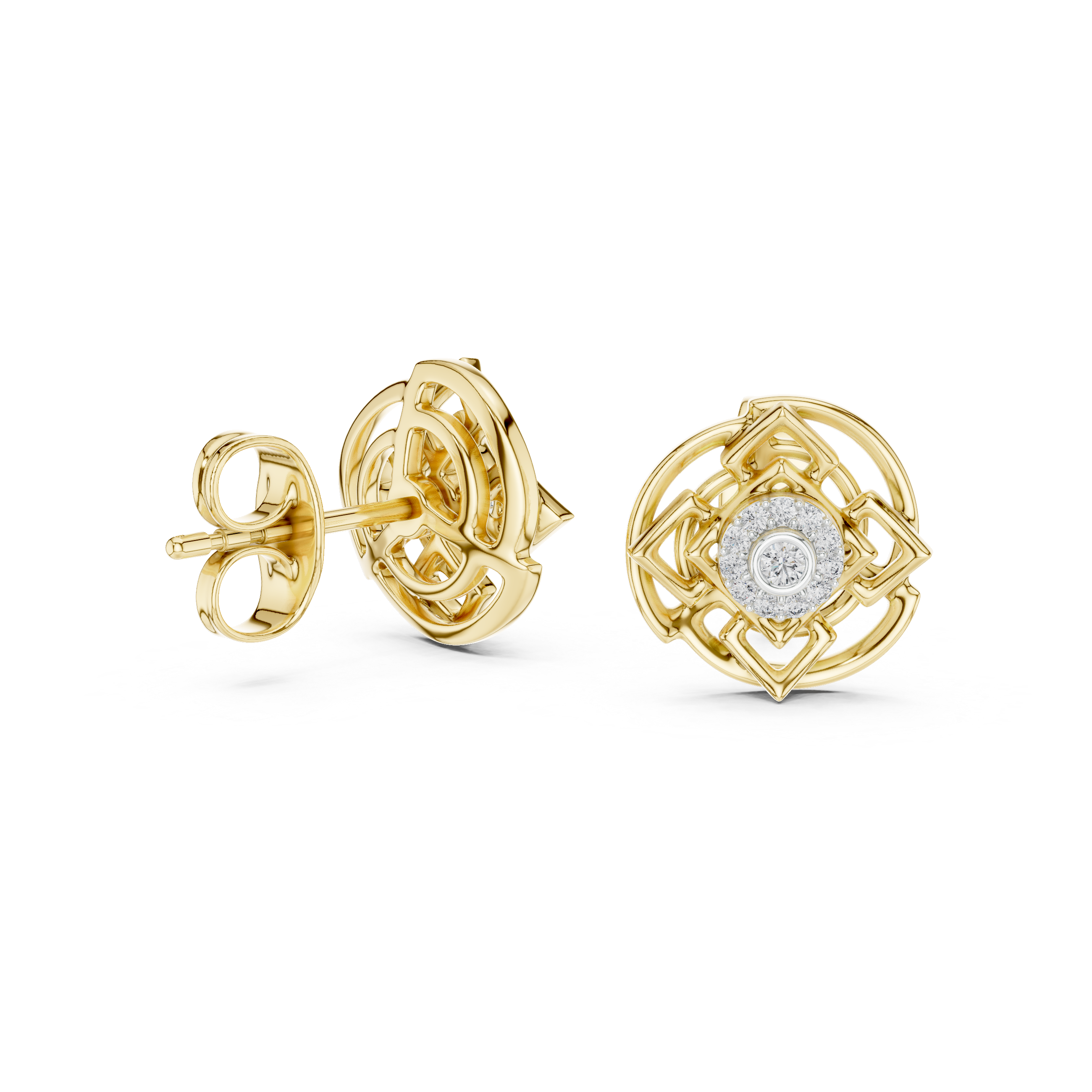 Sacred Lotus Mandala Stud Earrings