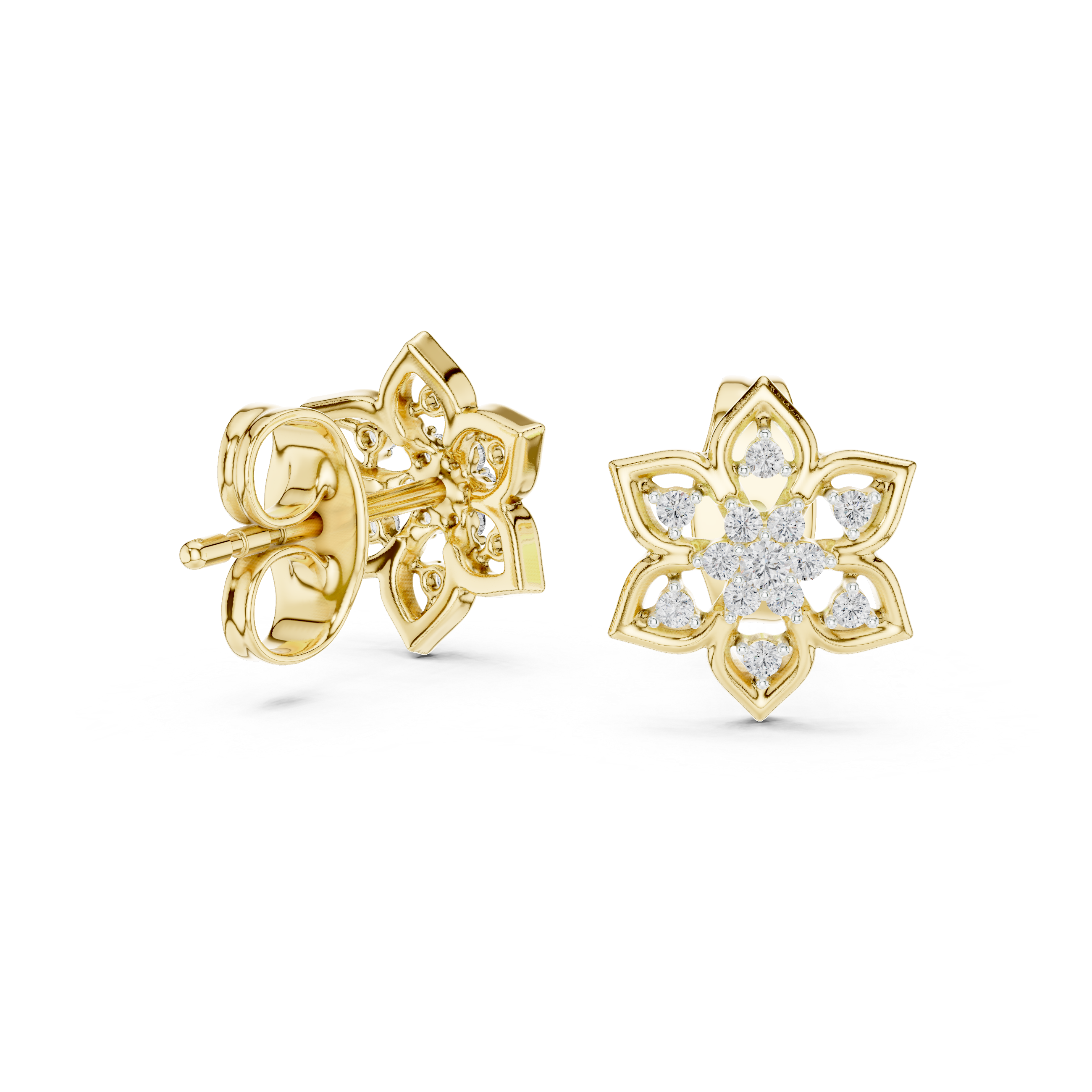 Bloom Eternal Lotus Diamond Stud Earrings