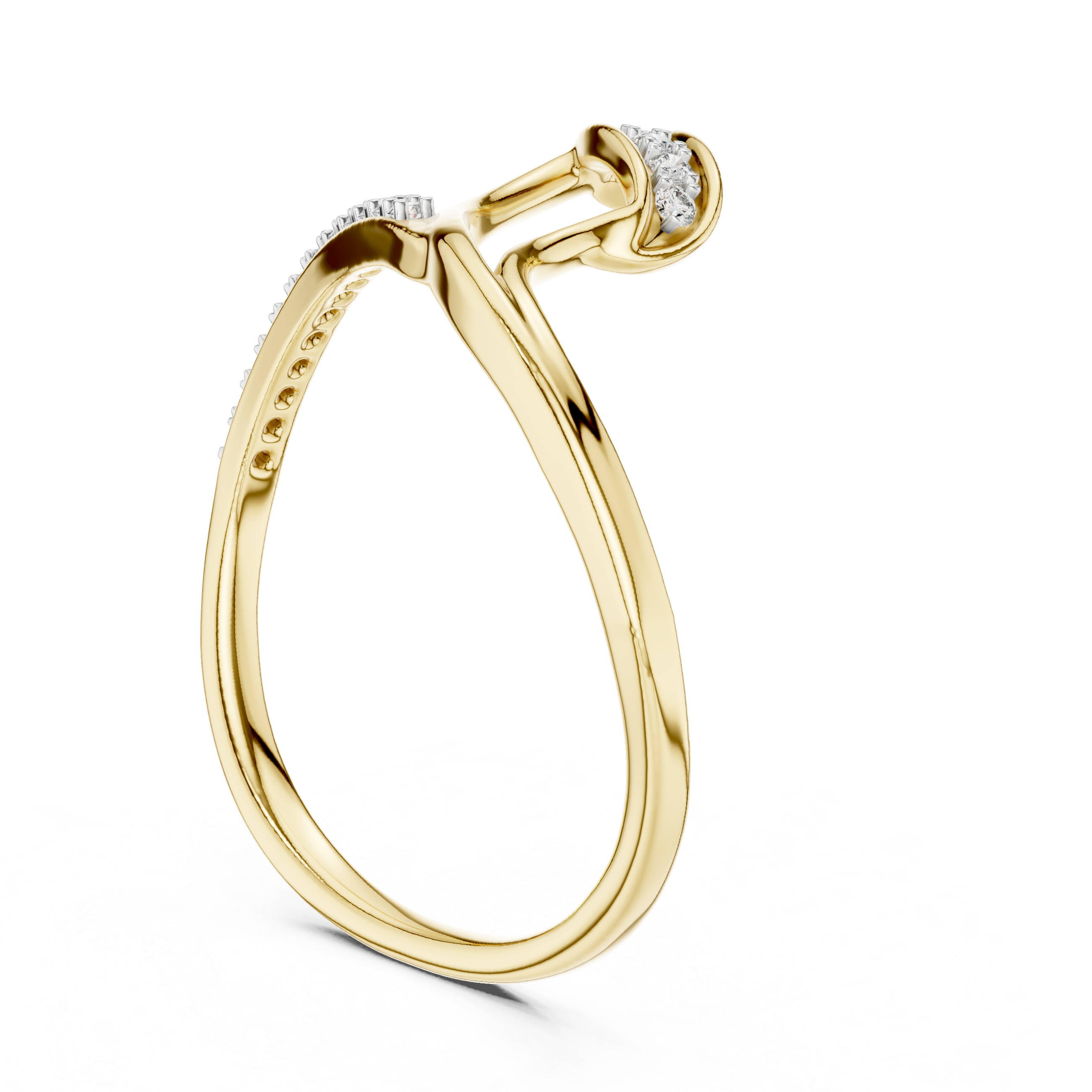 Abstract Wave Floating Diamond Bypass Ring