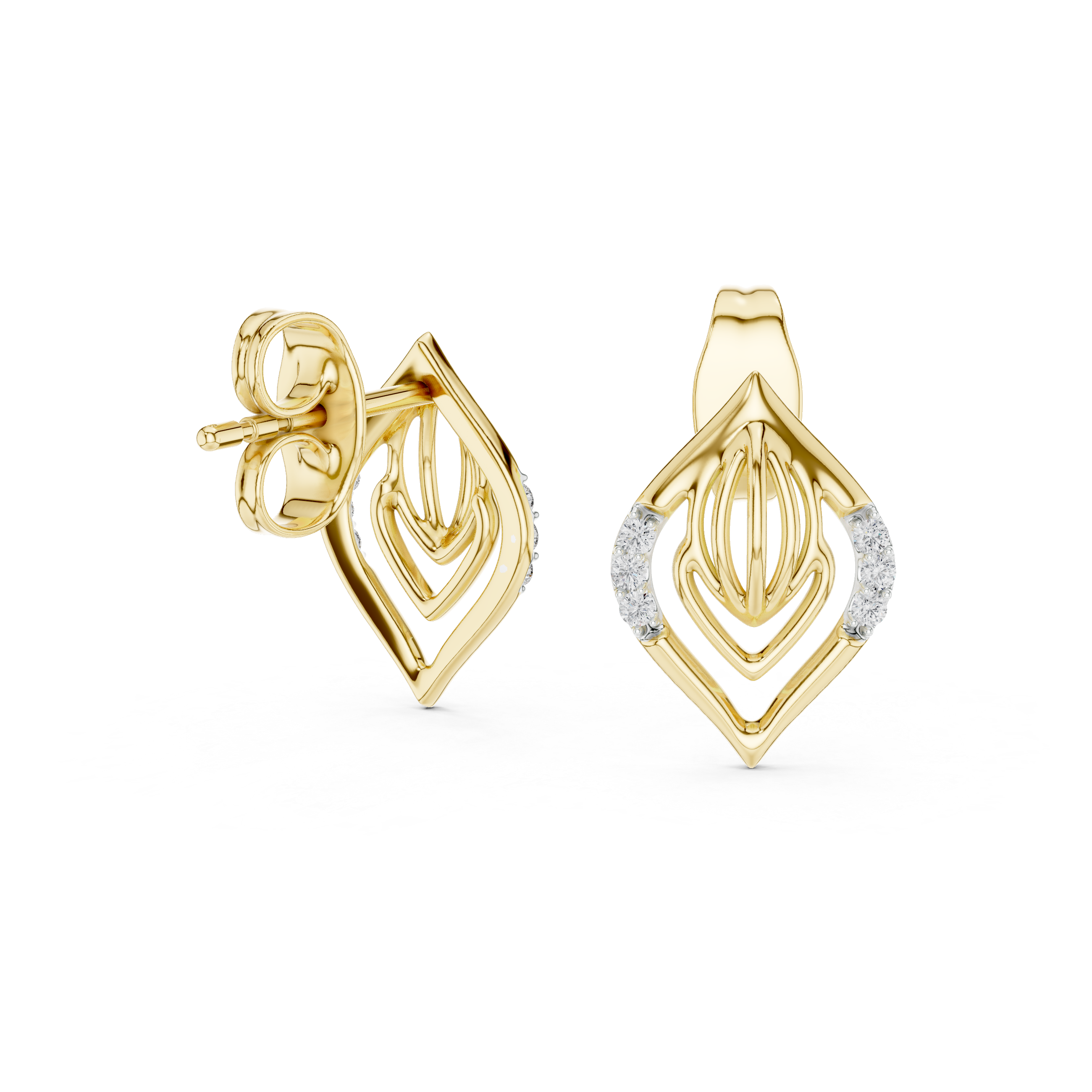 Architectural Leaf Chevron Stud Earrings