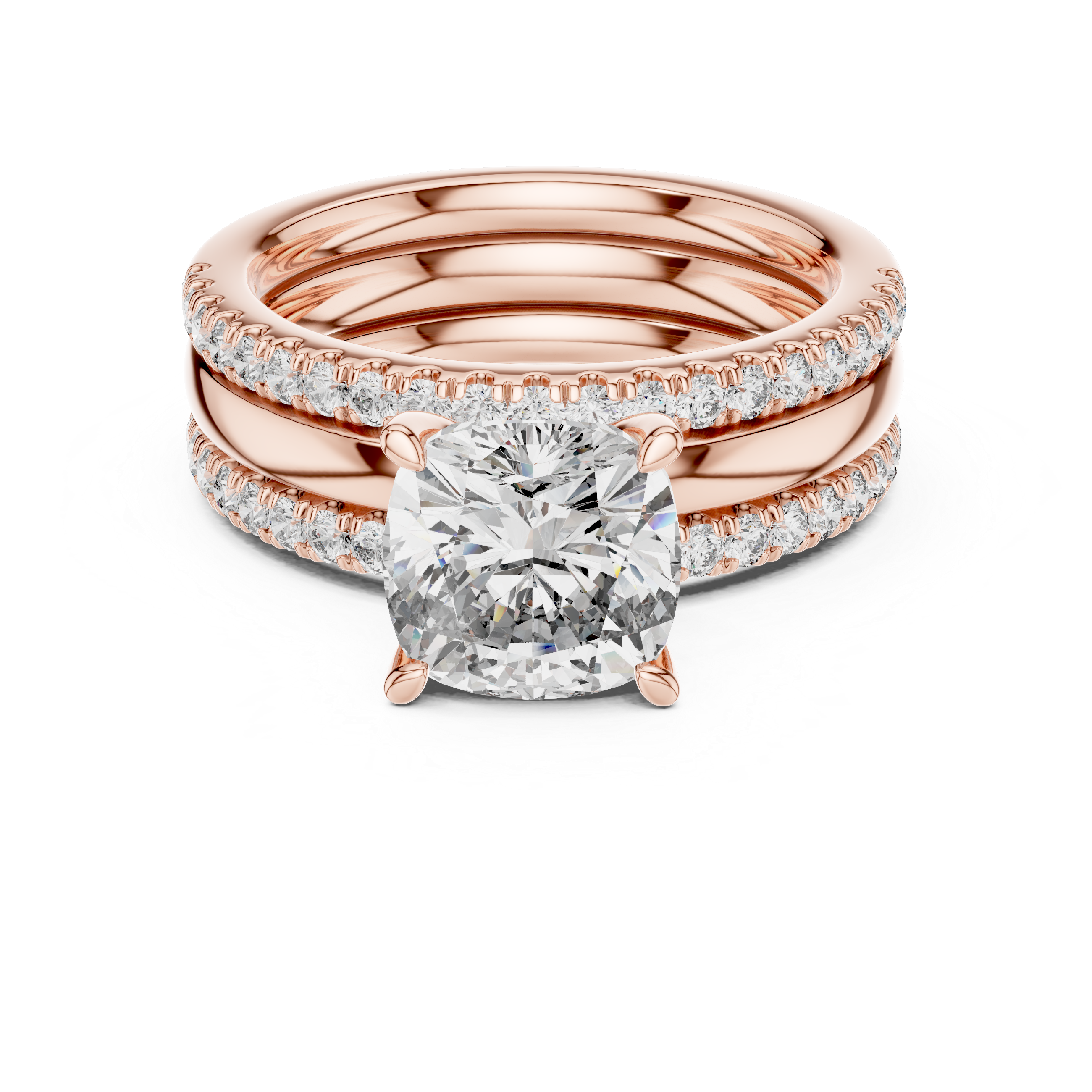 3 Carat Cushion Cut Lab Diamond Split Shank Engagement Ring