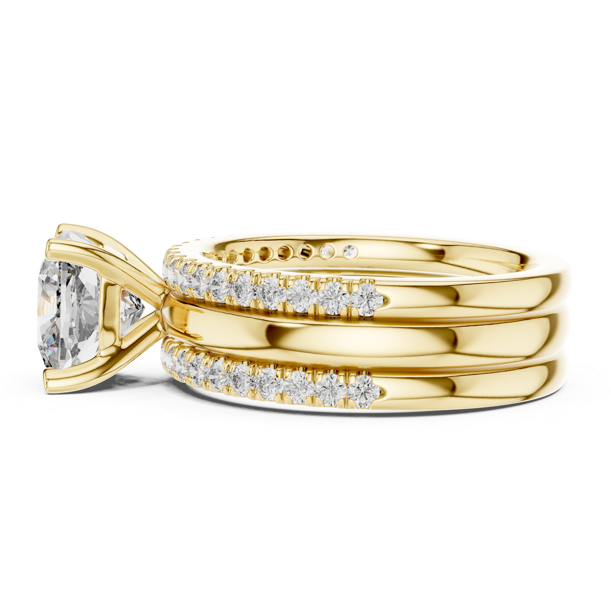 3 Carat Cushion Cut Lab Diamond Split Shank Engagement Ring