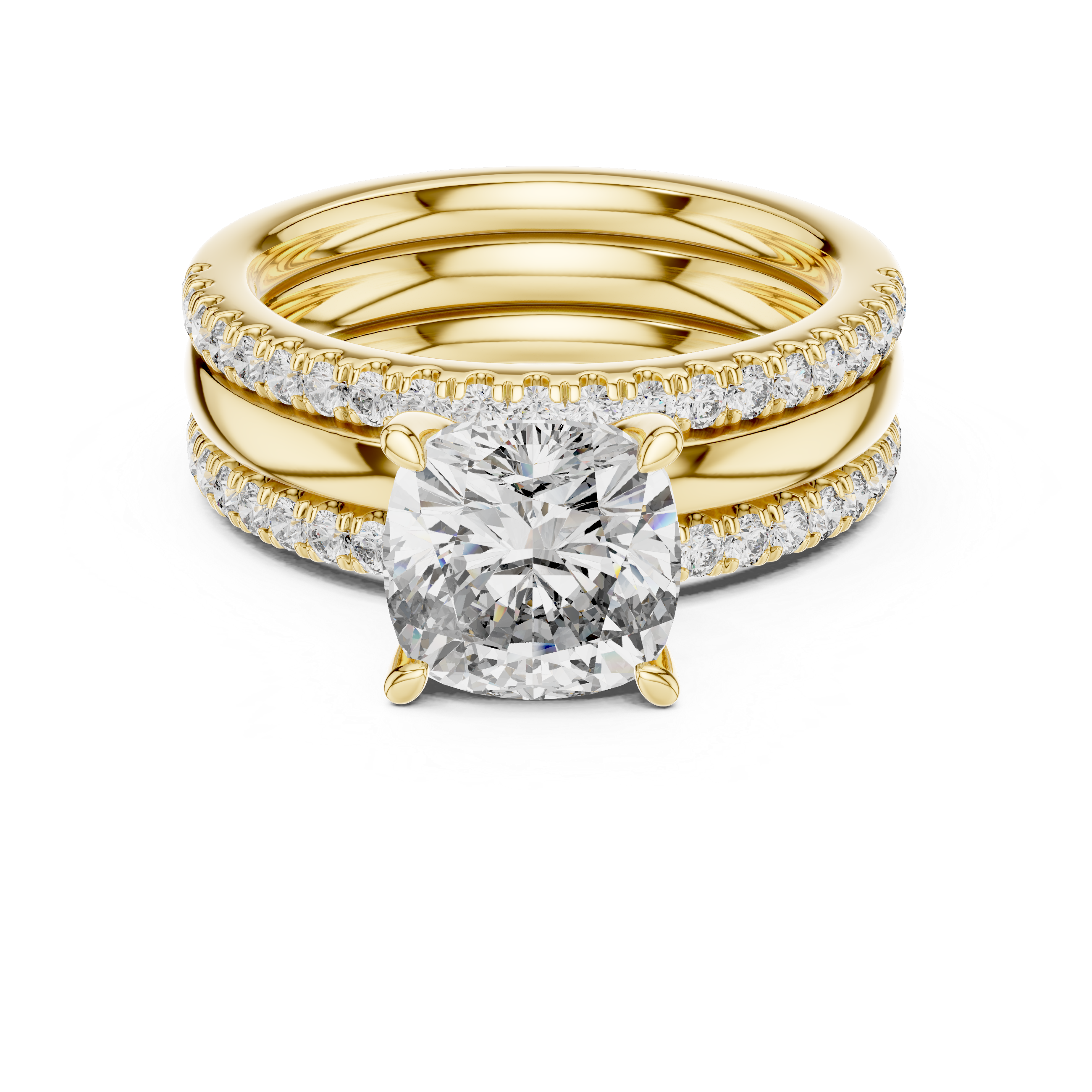 3 Carat Cushion Cut Lab Diamond Split Shank Engagement Ring
