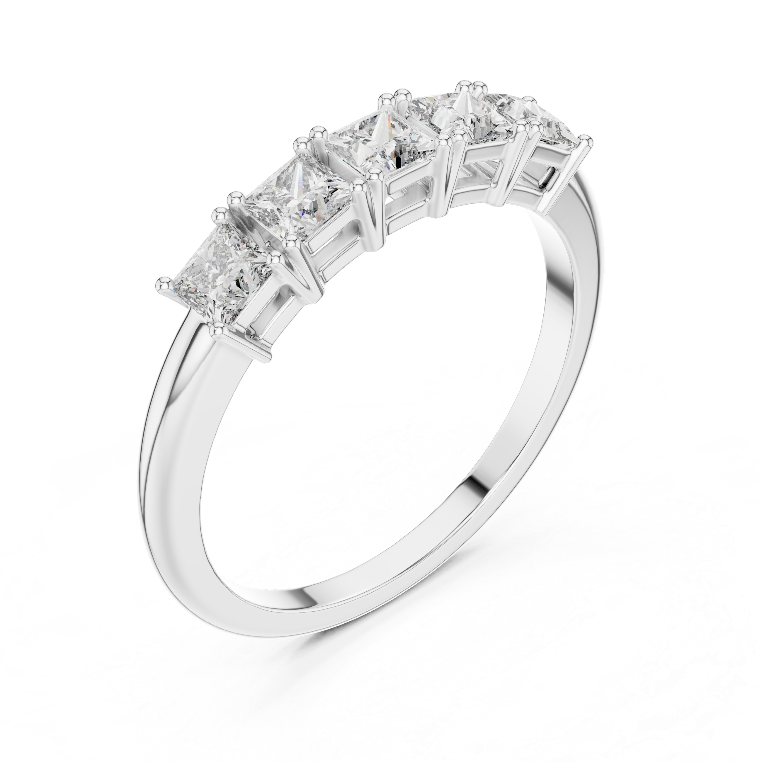 Princess Cut Lab Diamond Half Eternity Ring