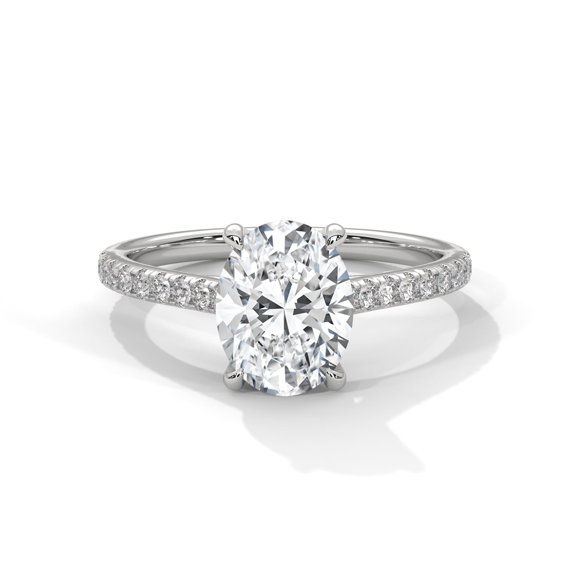 2.72 CT Oval Lab Diamond Pavé Solitaire Engagement Ring