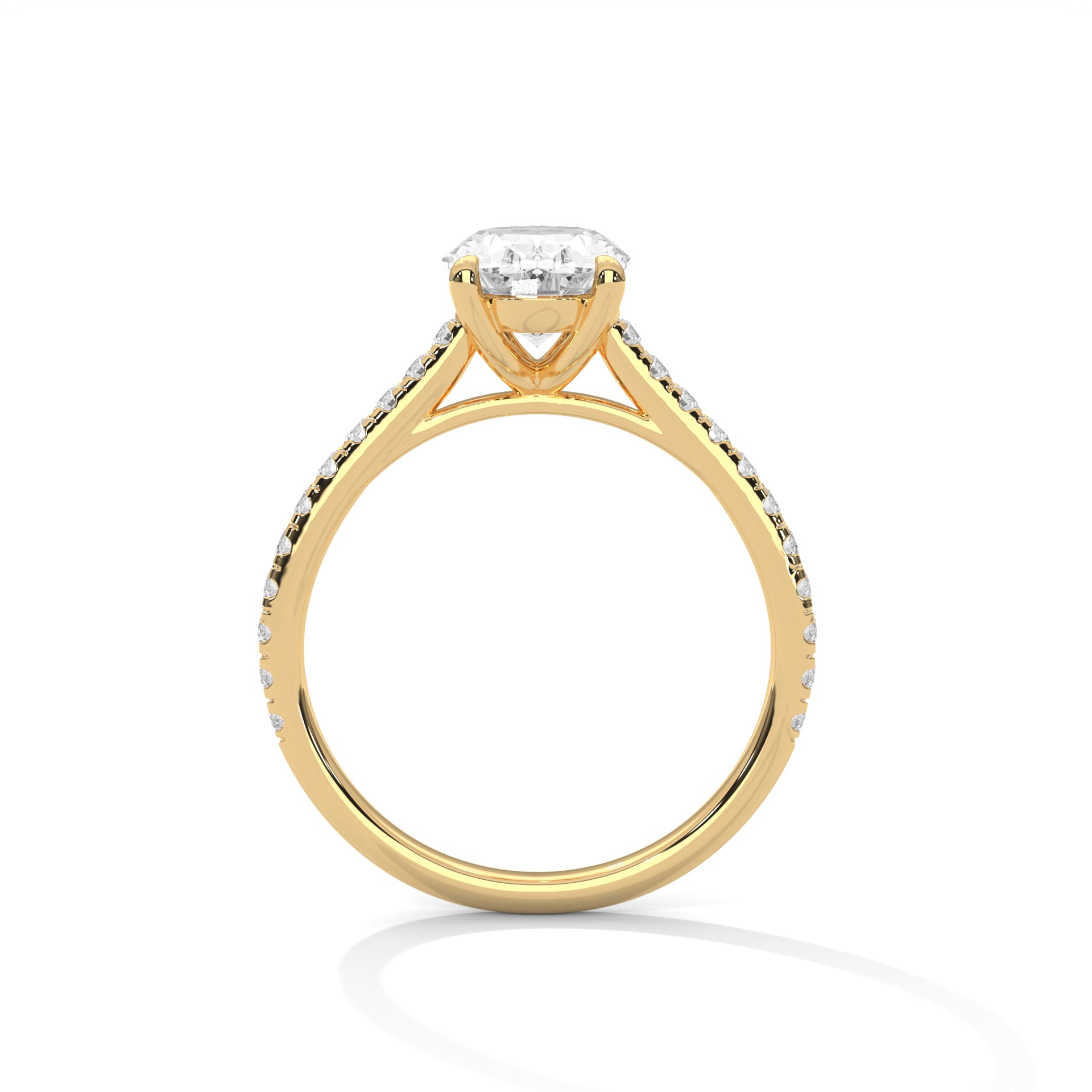2.72 CT Oval Lab Diamond Pavé Solitaire Engagement Ring