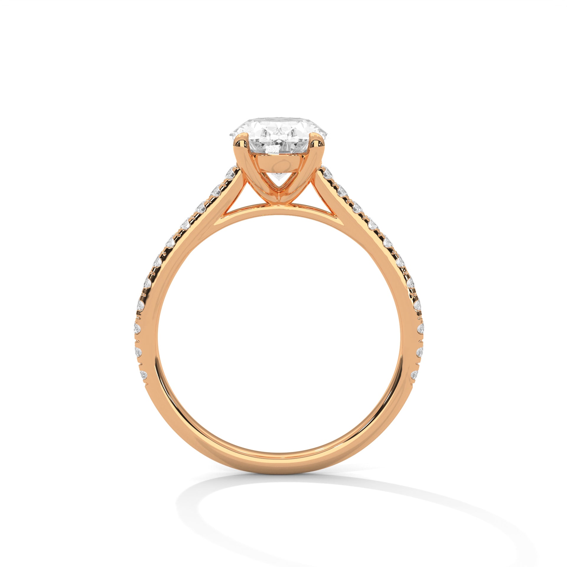 2.72 CT Oval Lab Diamond Pavé Solitaire Engagement Ring