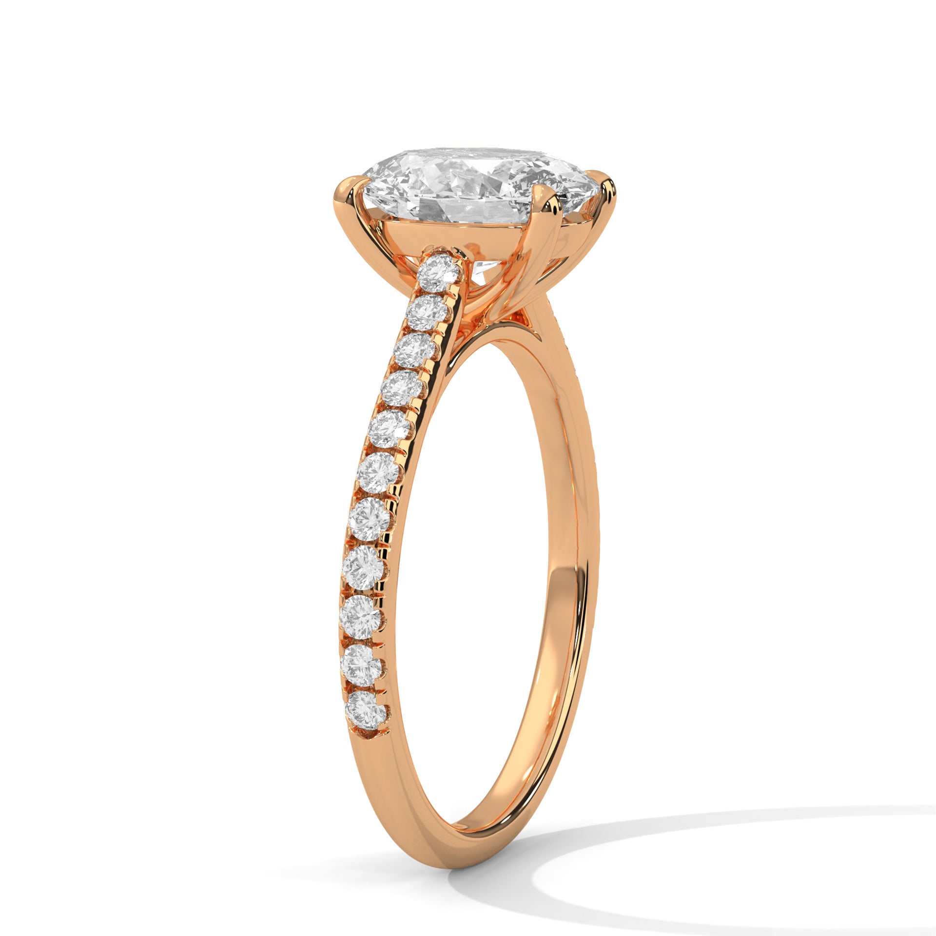 2.72 CT Oval Lab Diamond Pavé Solitaire Engagement Ring
