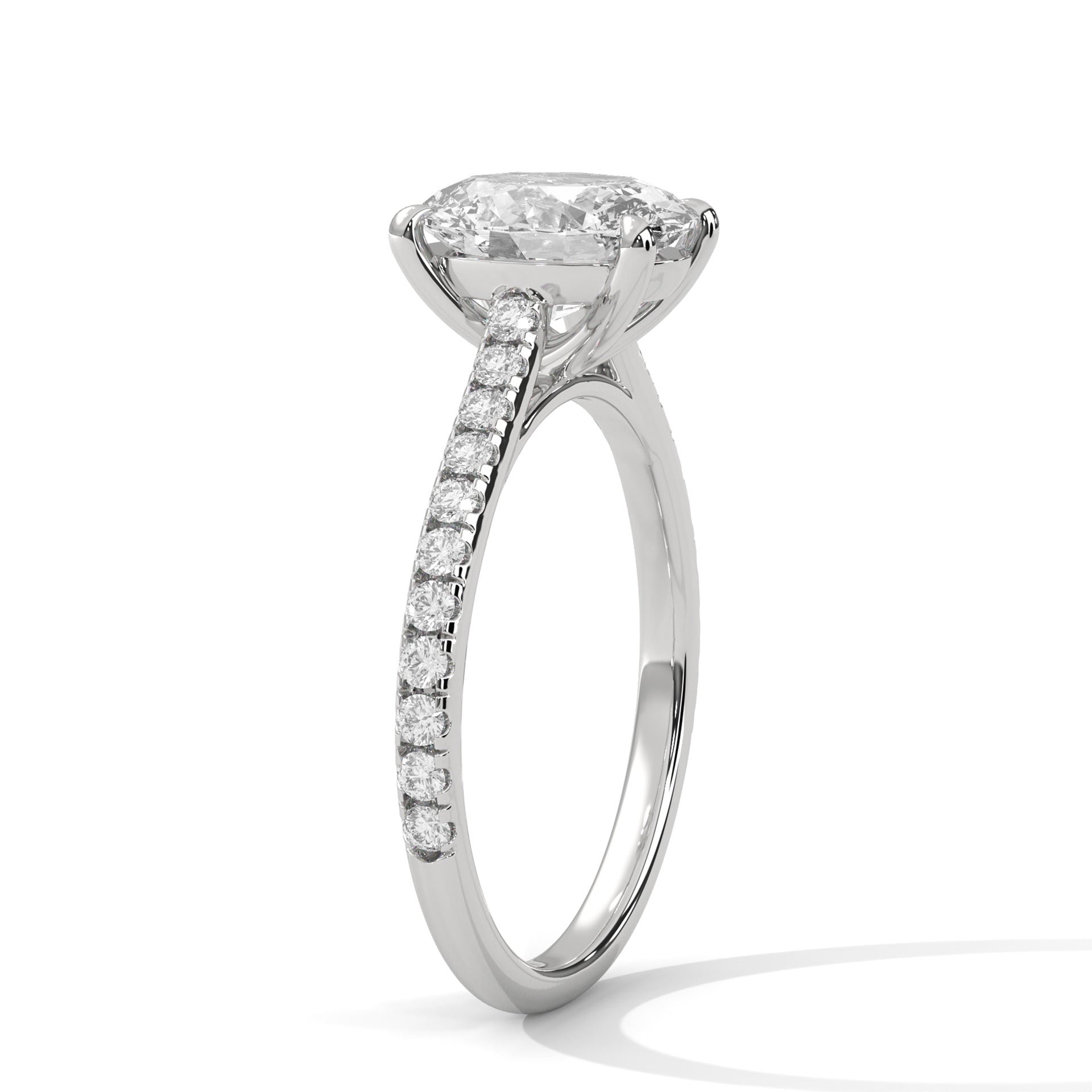 2.72 CT Oval Lab Diamond Pavé Solitaire Engagement Ring