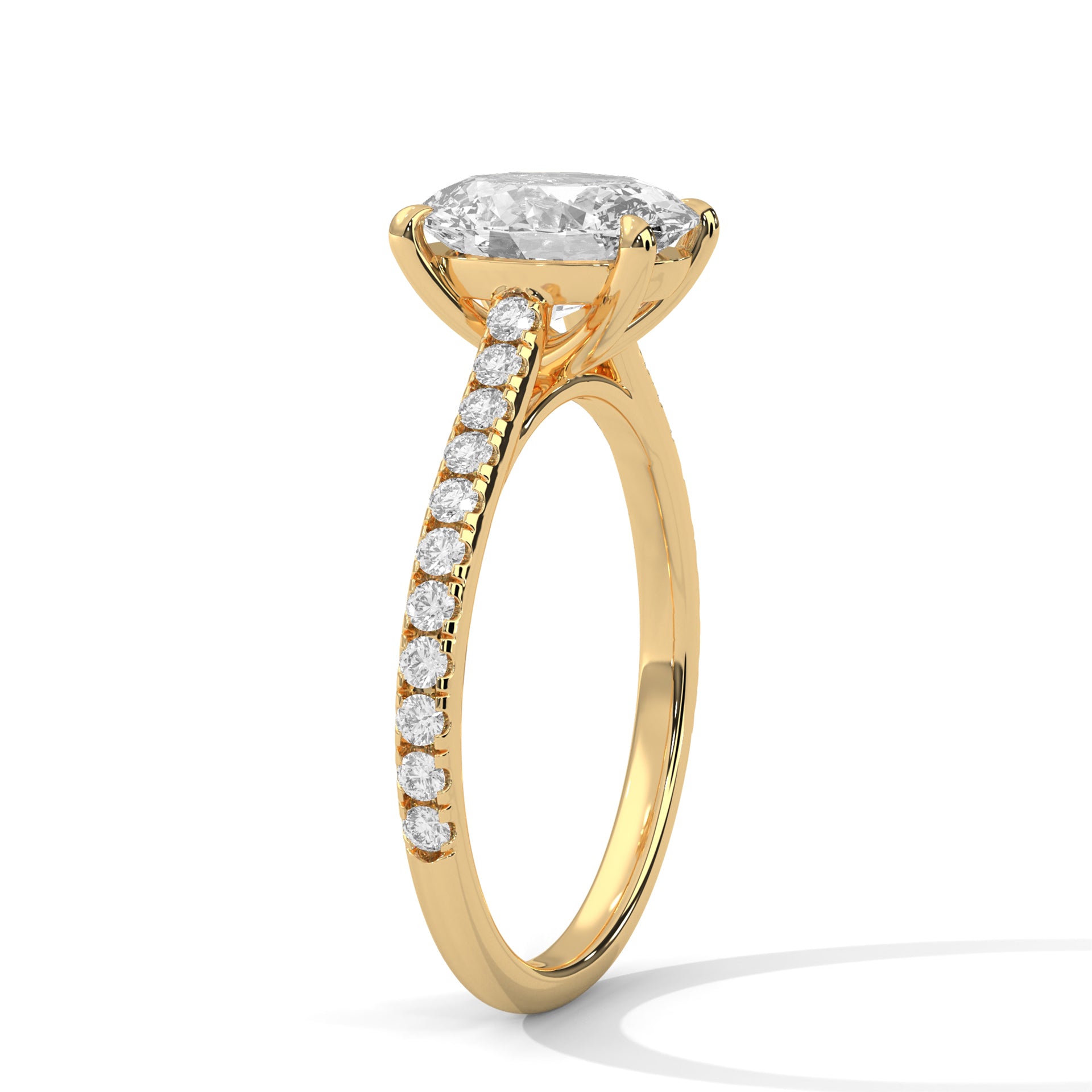 2.72 CT Oval Lab Diamond Pavé Solitaire Engagement Ring