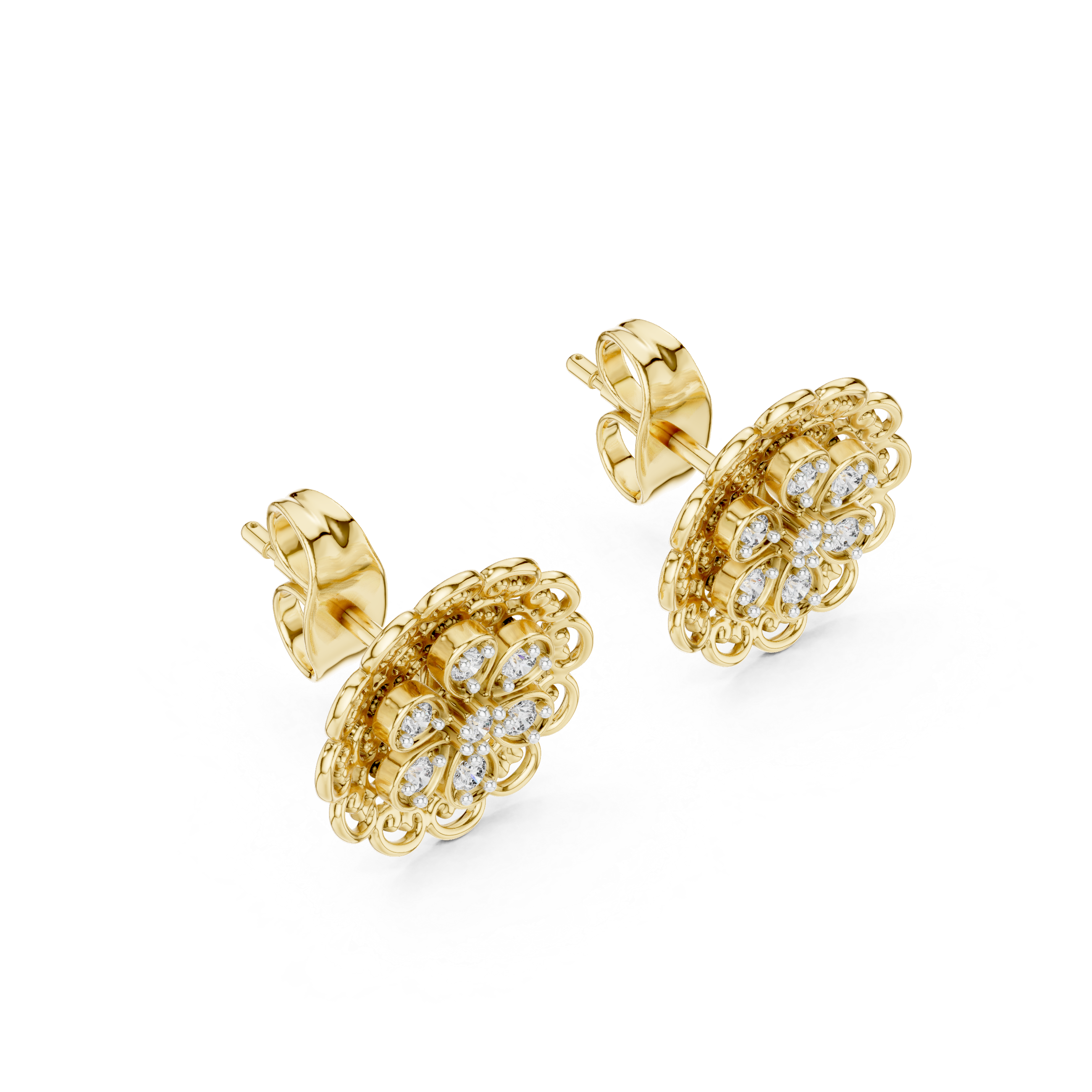 Vintage Filigree Mandala Stud Earrings