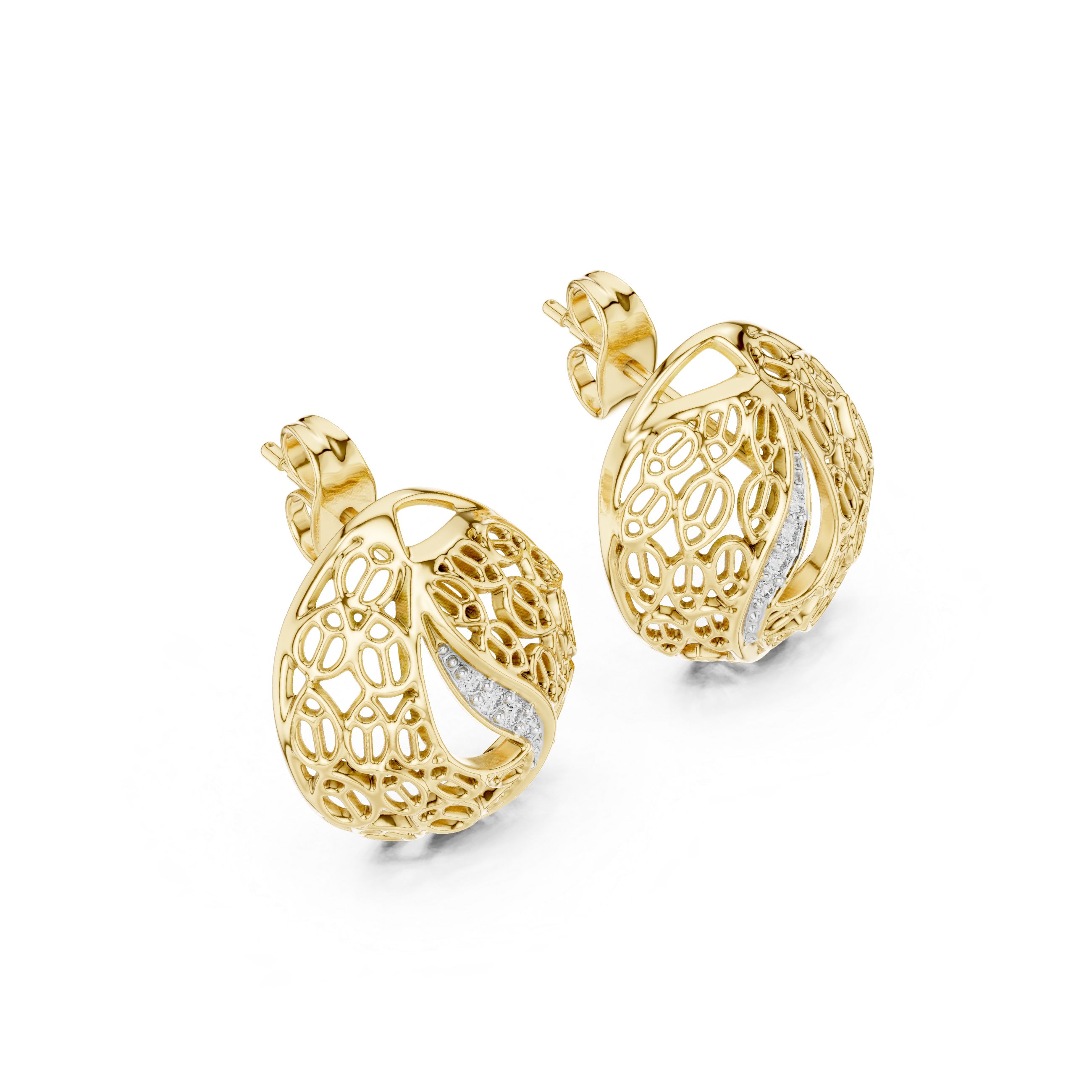 Vintage Openwork Filigree Dome Stud Earrings